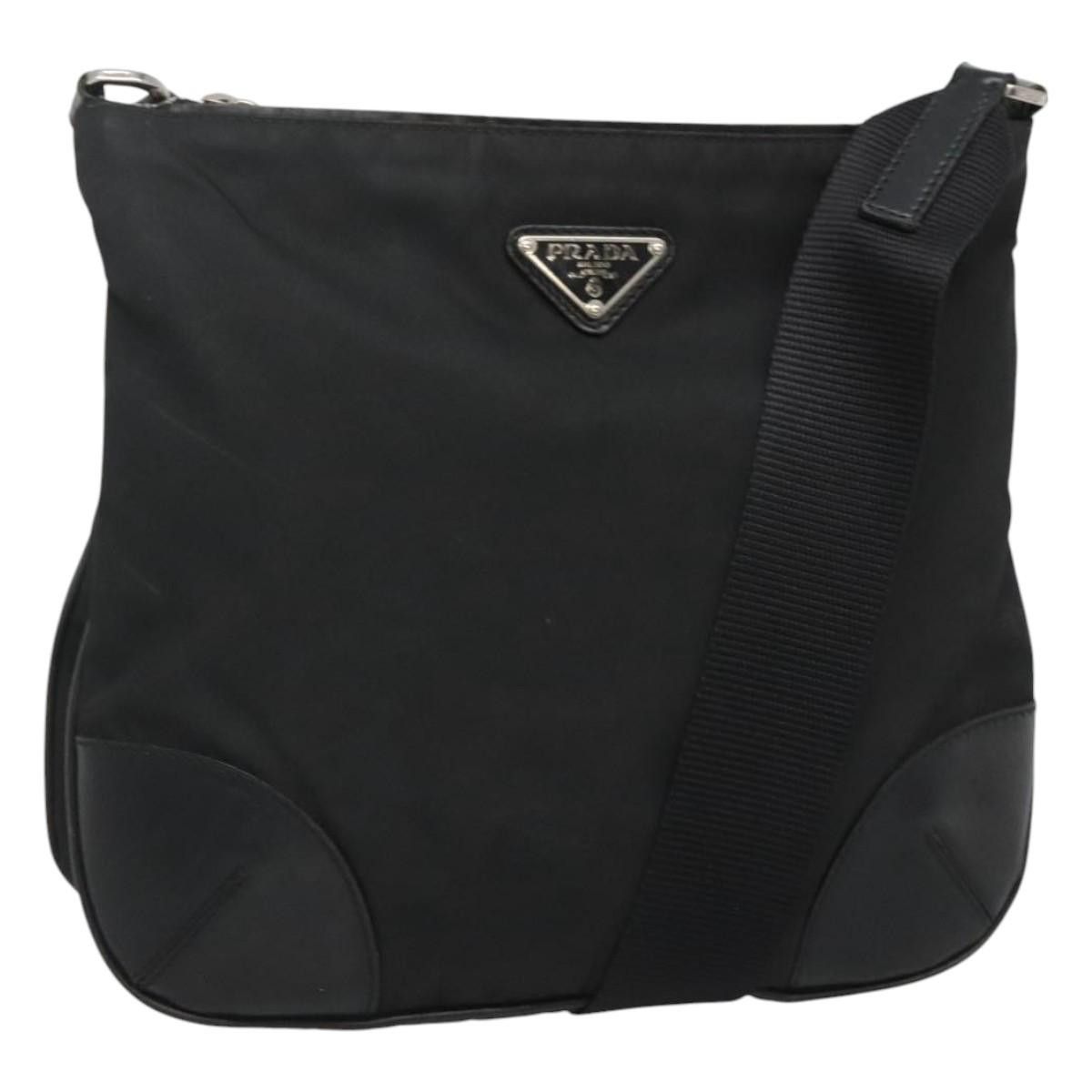 Prada Shoulder Bag Nylon Black Auth 119572, Women's