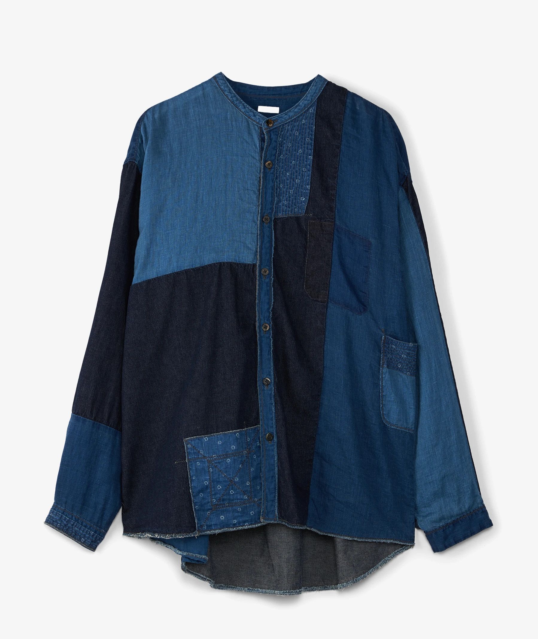 Kapital KAPITAL Patchwork Band Collar Katmandu Shirt Blue Size 2 Size US M / EU 48-50 / 2 - 8 Thumbnail