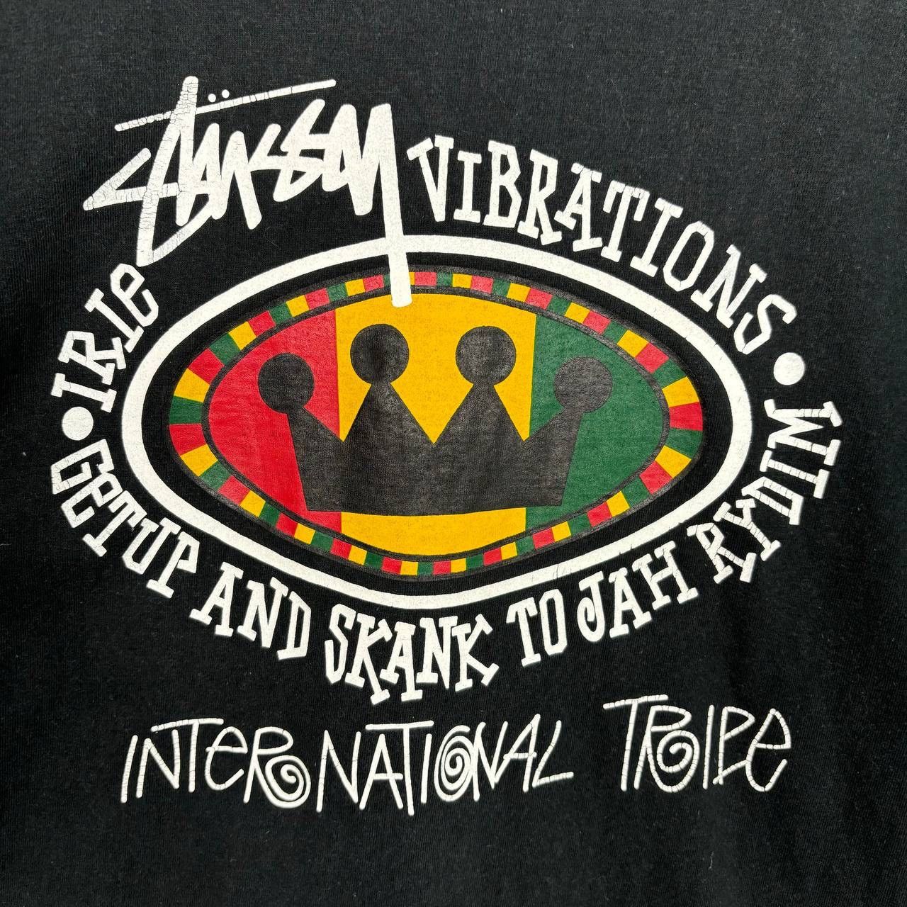 Stussy Thrashed 90s Stussy Irie Vibrations Tribe Tee Rasta ERD Size US L / EU 52-54 / 3 - 5 Thumbnail