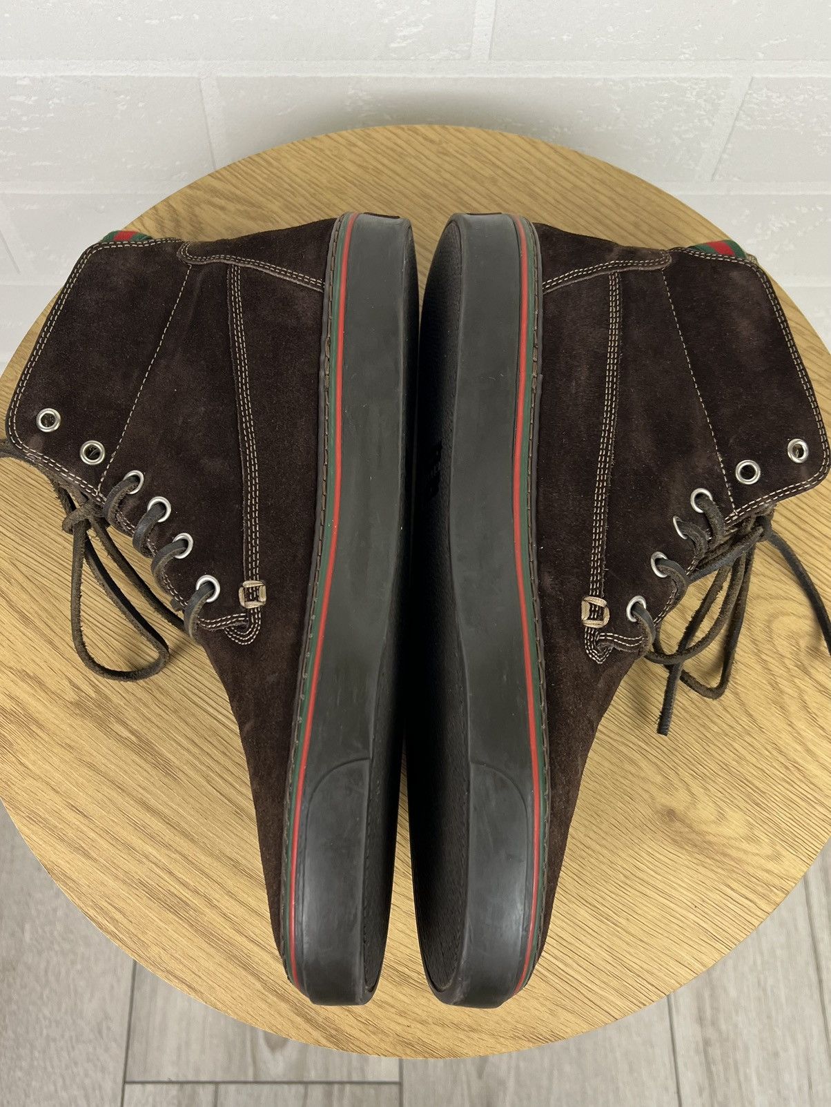 Gucci GUCCI Boots Suede Leather Shoes GG Monogram Logo Brown Men’s Size US 8 / EU 41 - 11 Thumbnail