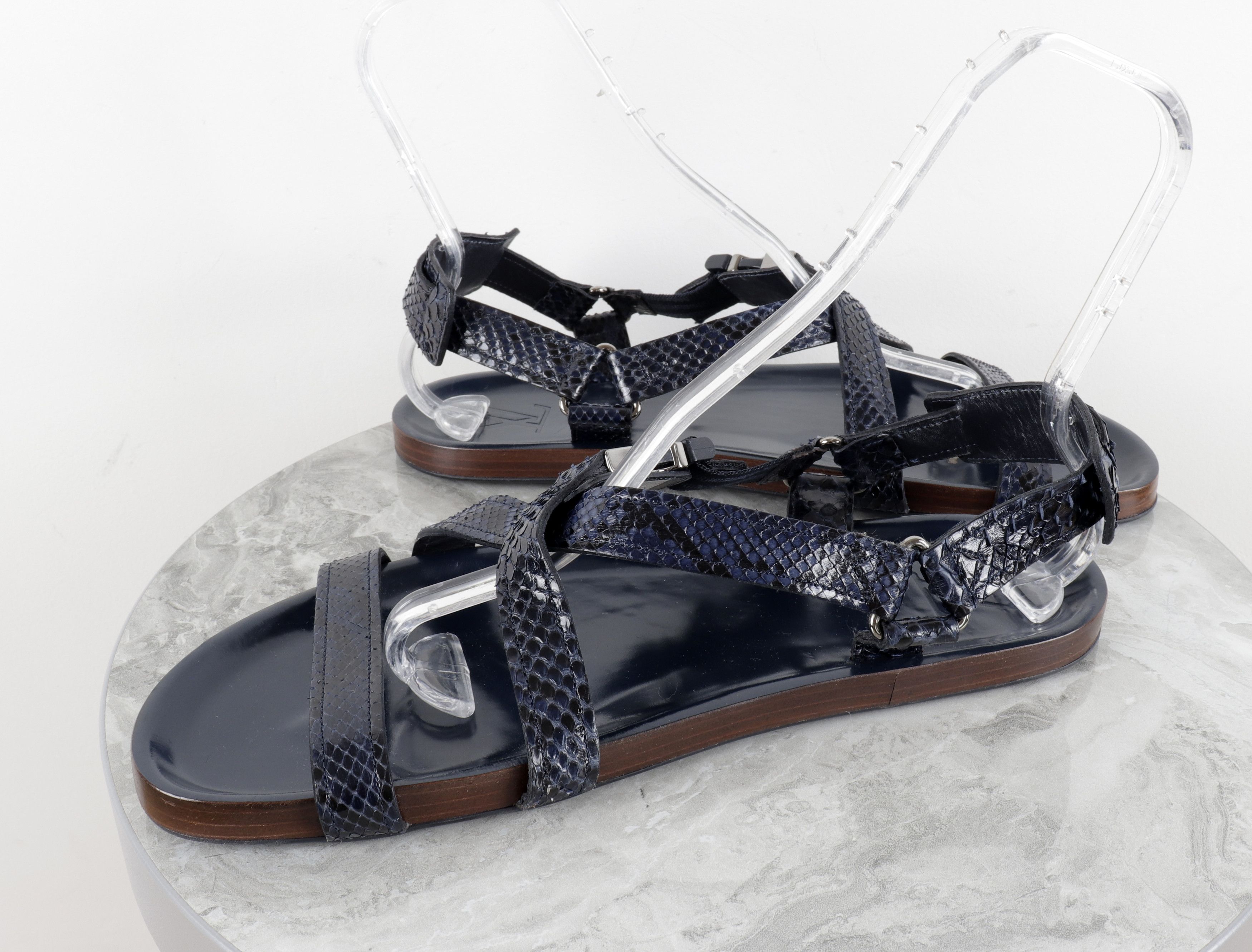 Louis Vuitton Louis Vuitton Blue Criss-Cross Sandals Size US 11.5 / EU 44-45 - 11 Thumbnail