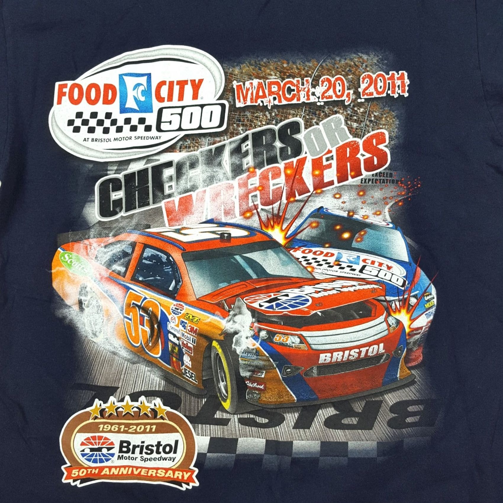 Vintage NASCAR Thunder Valley Racing Men's L Navy Blue Retro Car T Shirt Chase 500 Size US L / EU 52-54 / 3 - 3 Thumbnail