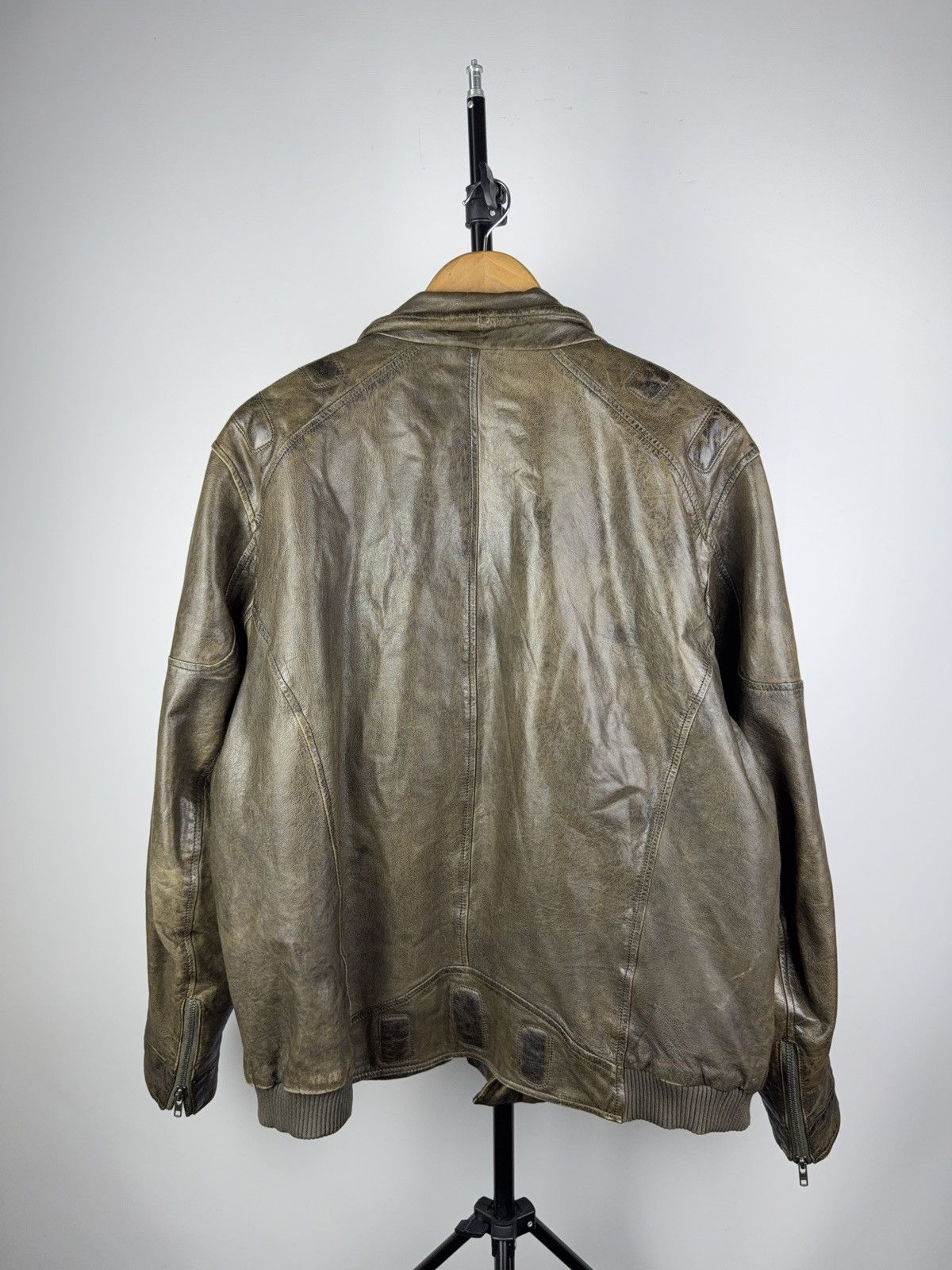 Leather Vintage 90s Genuine Leather MOTO Bomber Jacket Rock Punk Size US XL / EU 56 / 4 - 12 Thumbnail