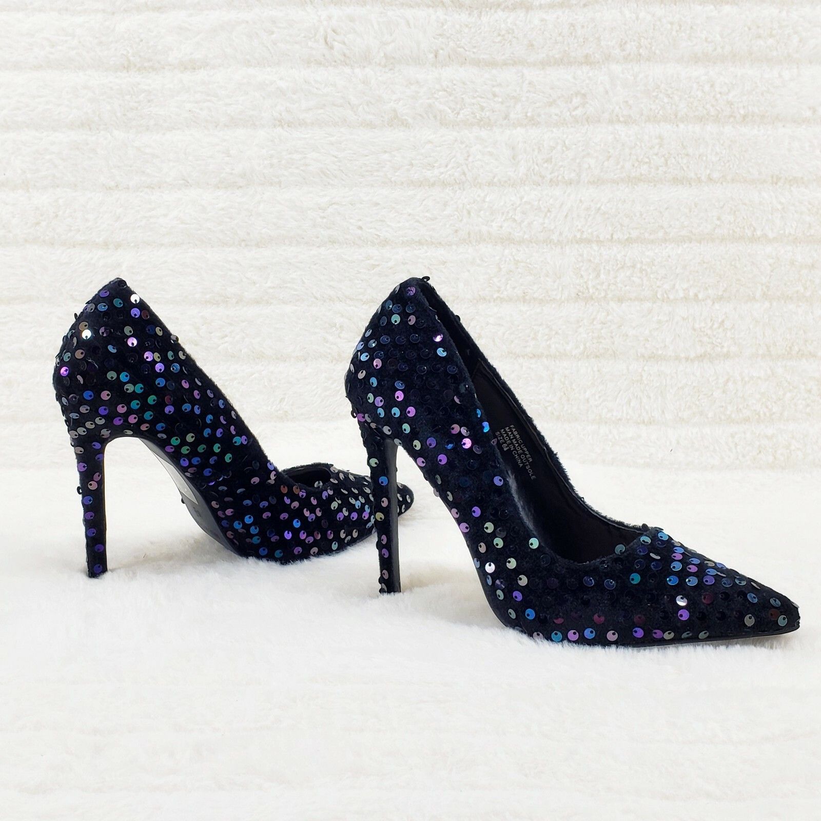 Other Ricky Black Multi Purple Sequin Pointy Toe Pump Shoe 4.5" Hi Size US 6 / IT 36 - 4 Thumbnail
