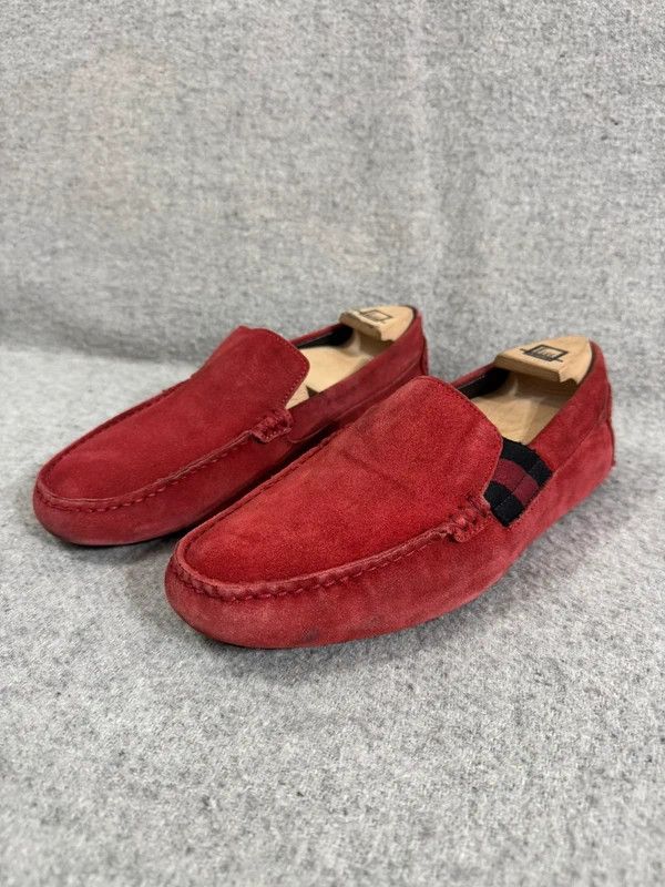 Gucci Gucci Web Suede Leather Slip-on Red Loafers size 40 Size US 7 / EU 40 - 6 Thumbnail