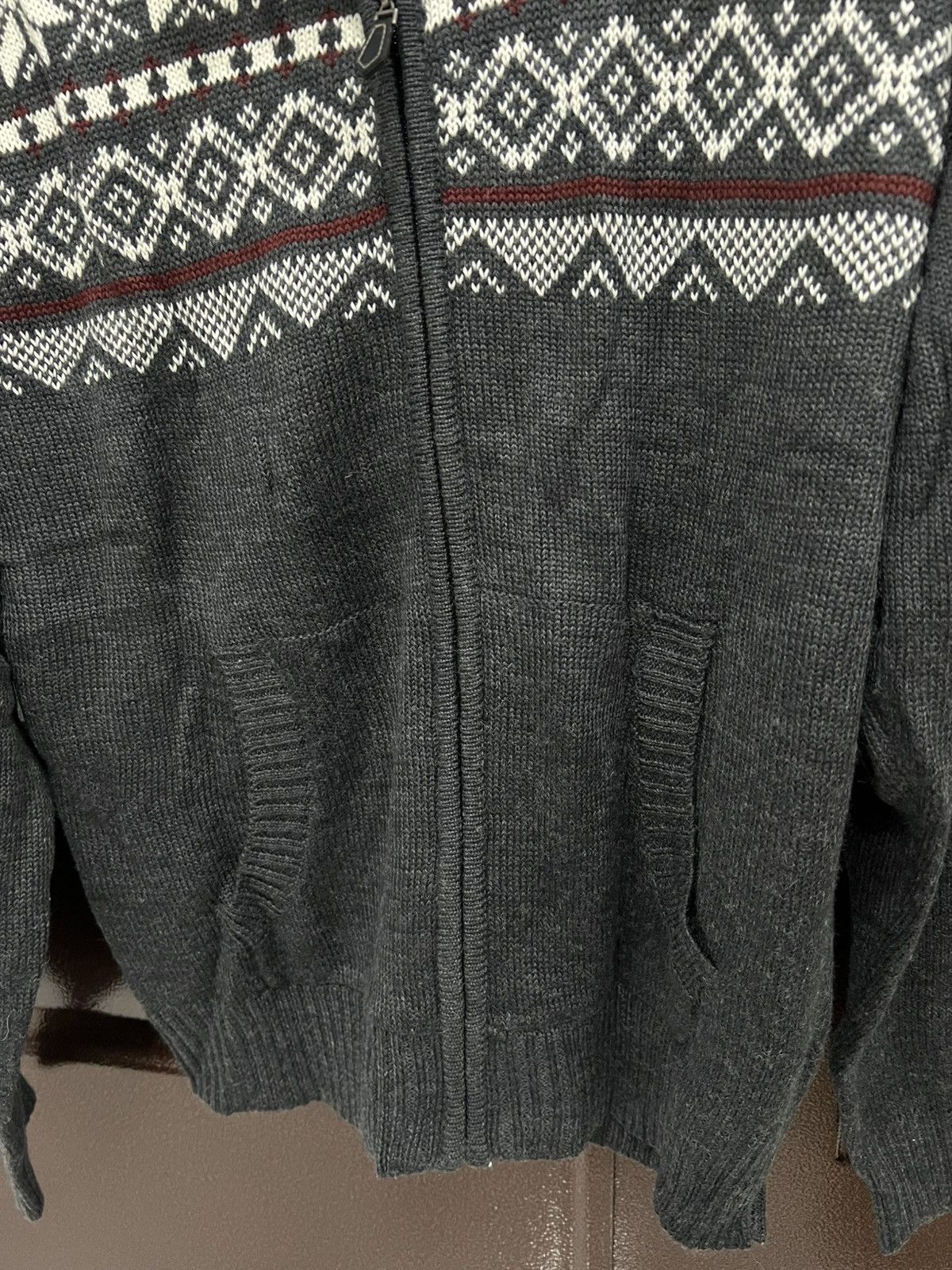 Japanese Brand Snowflake Nordic Knit Hoodie Zip-Up Charcoal Grey Sweater Size US L / EU 52-54 / 3 - 5 Thumbnail