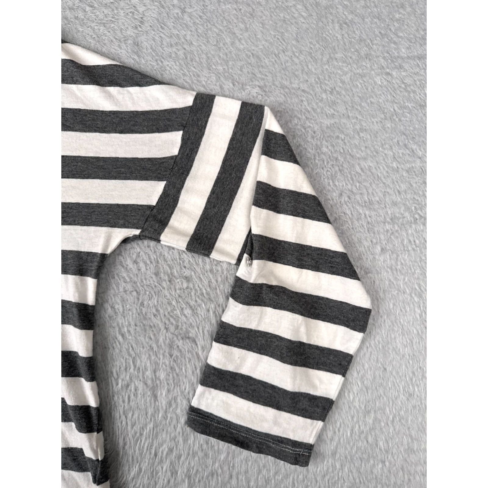 Tommy Hilfiger Tommy Hilfiger Shirt Women Large Gray White Stripe Long Sleeve Cotton Blend Size L / US 10 / IT 46 - 2 Thumbnail