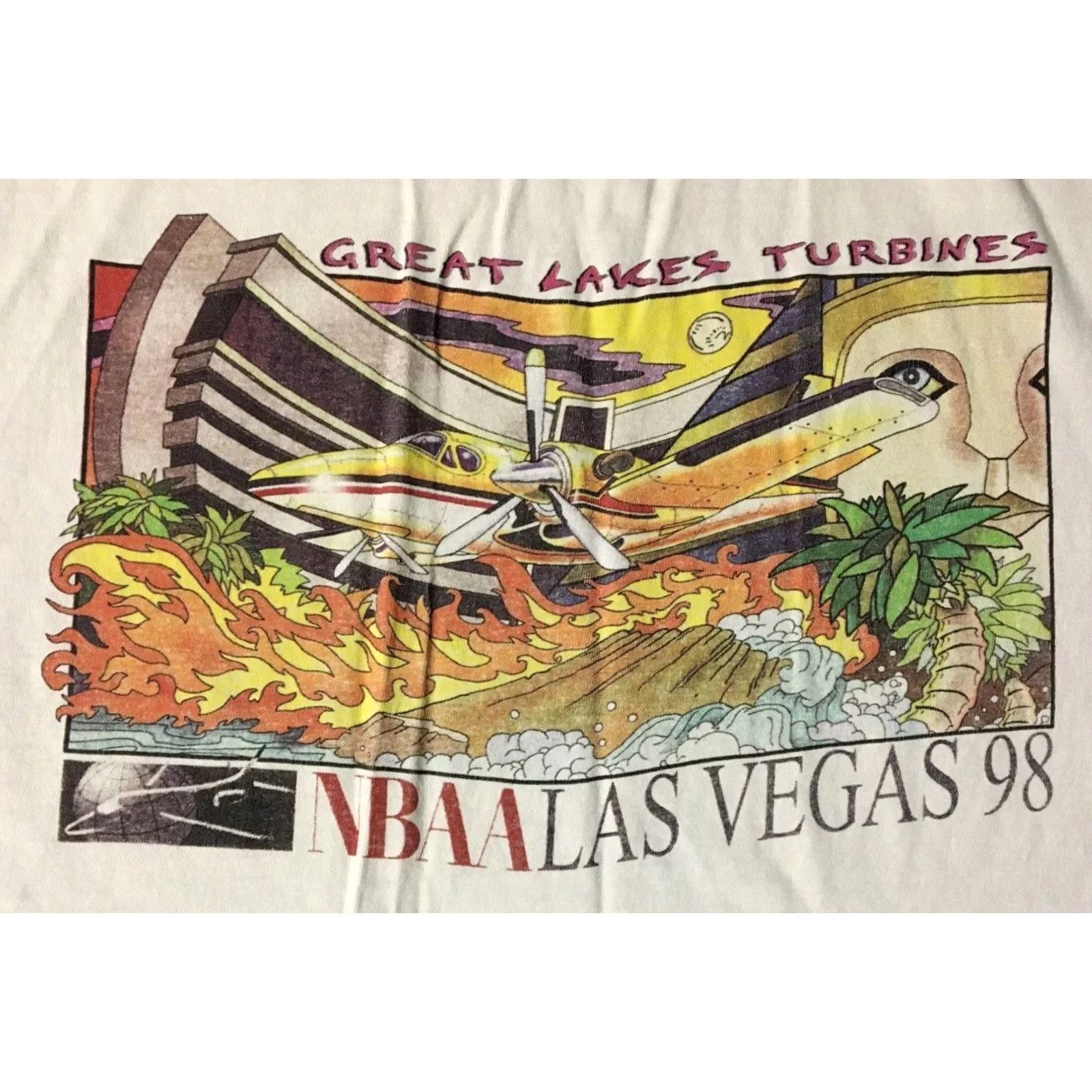 Vintage VINTAGE Great Lakes Turbines Shirt XL White 90s Grunge Planes Aviations USAF NBAA Las Vegas Mens Graphic Tee Size US XL / EU 56 / 4 - 3 Thumbnail