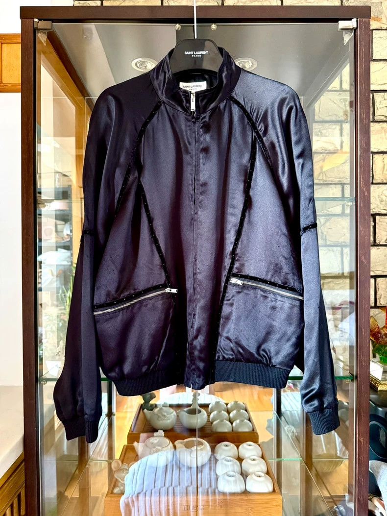 Saint Laurent Paris Saint Laurent Paris 22ss catwalk black rhinestone silk jac Size US S / EU 44-46 / 1 - 1 Thumbnail
