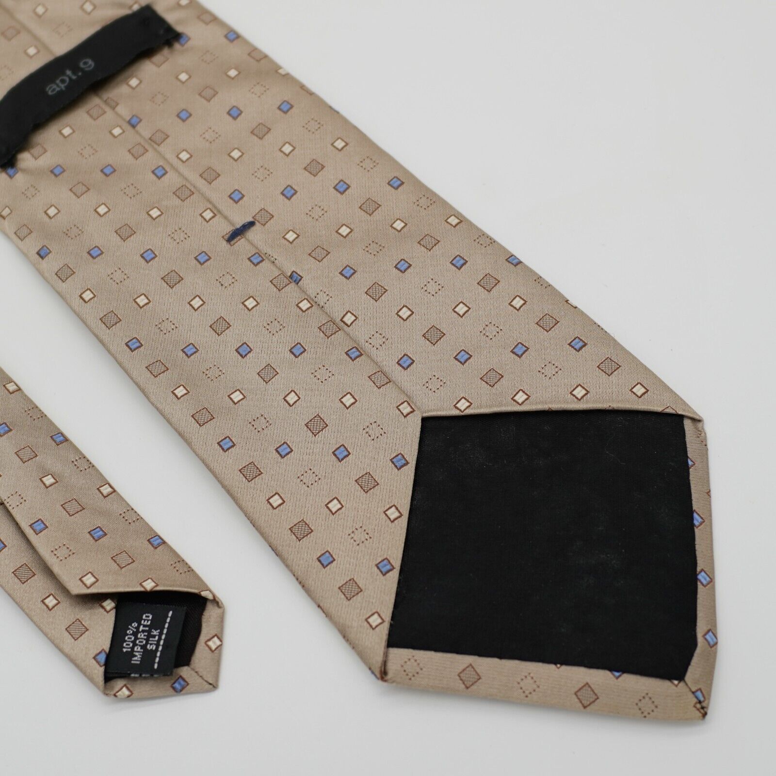 Apt. 9 Apt. 9 Tan Blue Geometric Print Silk Tie Size ONE SIZE - 5 Thumbnail
