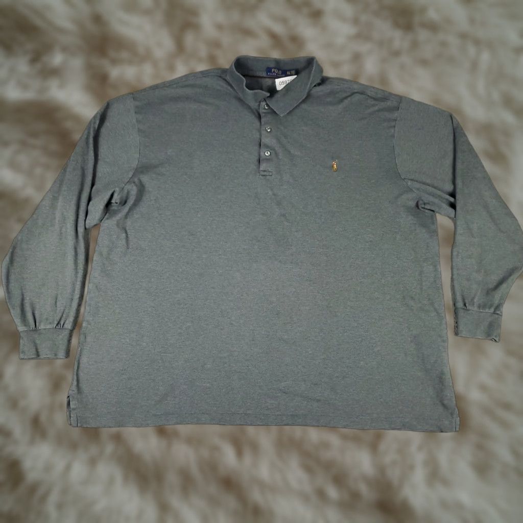 Ralph Lauren Polo Shirt Mens 3XLT Gray Long Sleeve Casual Activewear