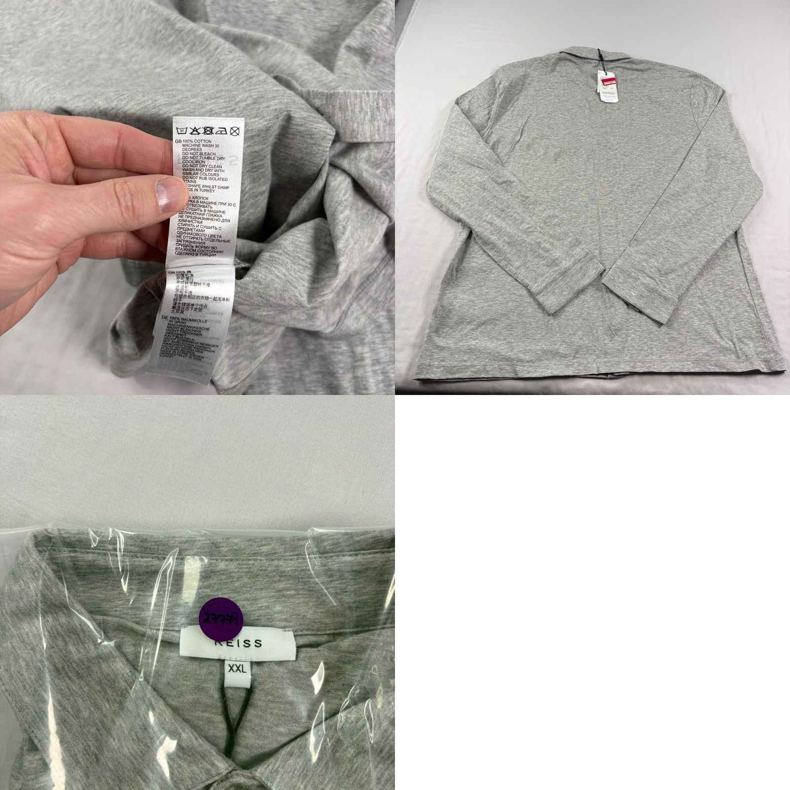 Reiss Reiss Shirt Mens 2XL Gray Button-Up Long Sleeve Hendon Stretch Casual NEW Size US XXL / EU 58 / 5 - 8 Thumbnail