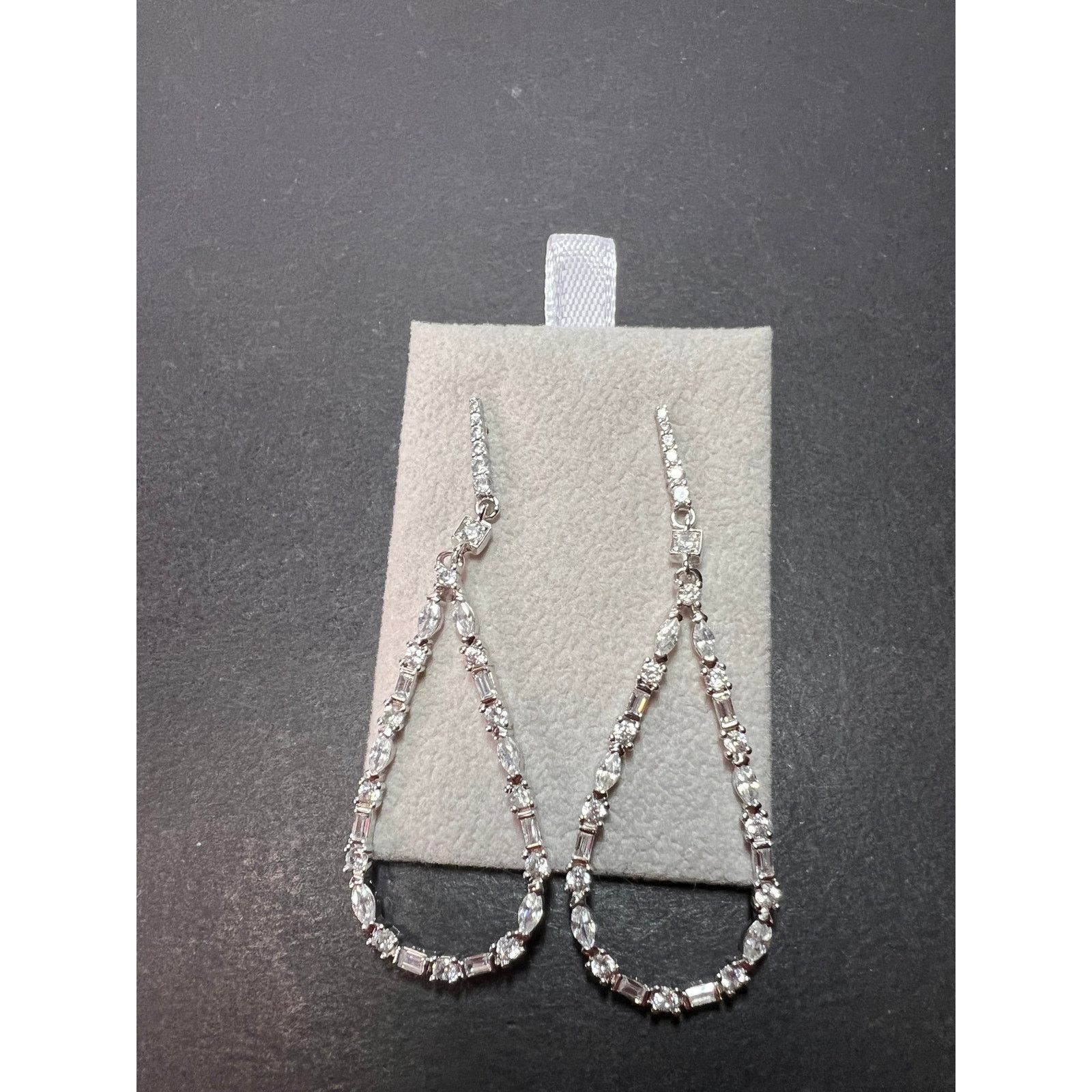 Other Open teardrop CZ sterling silver dangle earrings Size ONE SIZE - 5 Thumbnail