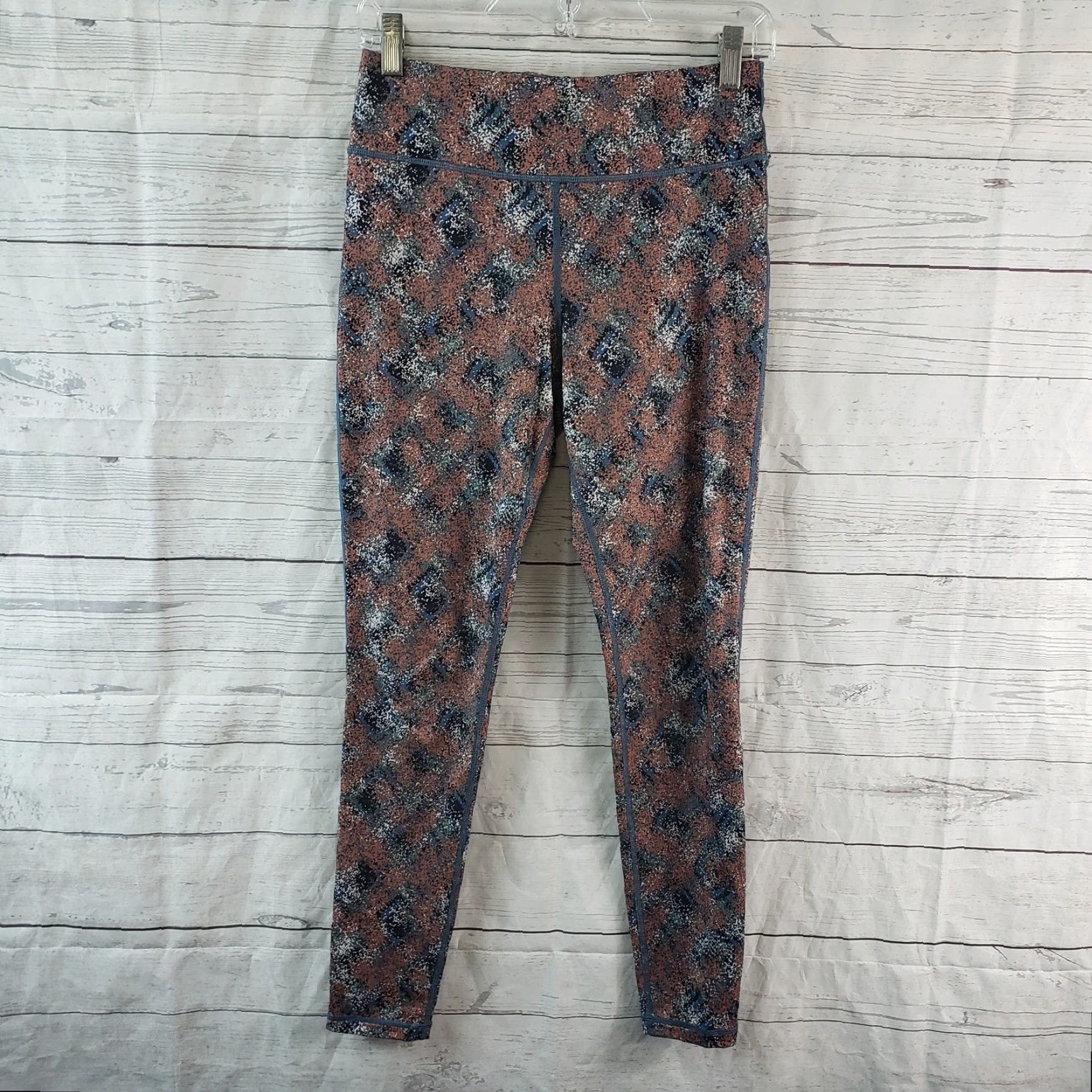 Vintage Carve Designs Leggings Womens Sz Small Blue Brown Mid Rise Size 28" / US 6 / IT 42 - 2 Thumbnail