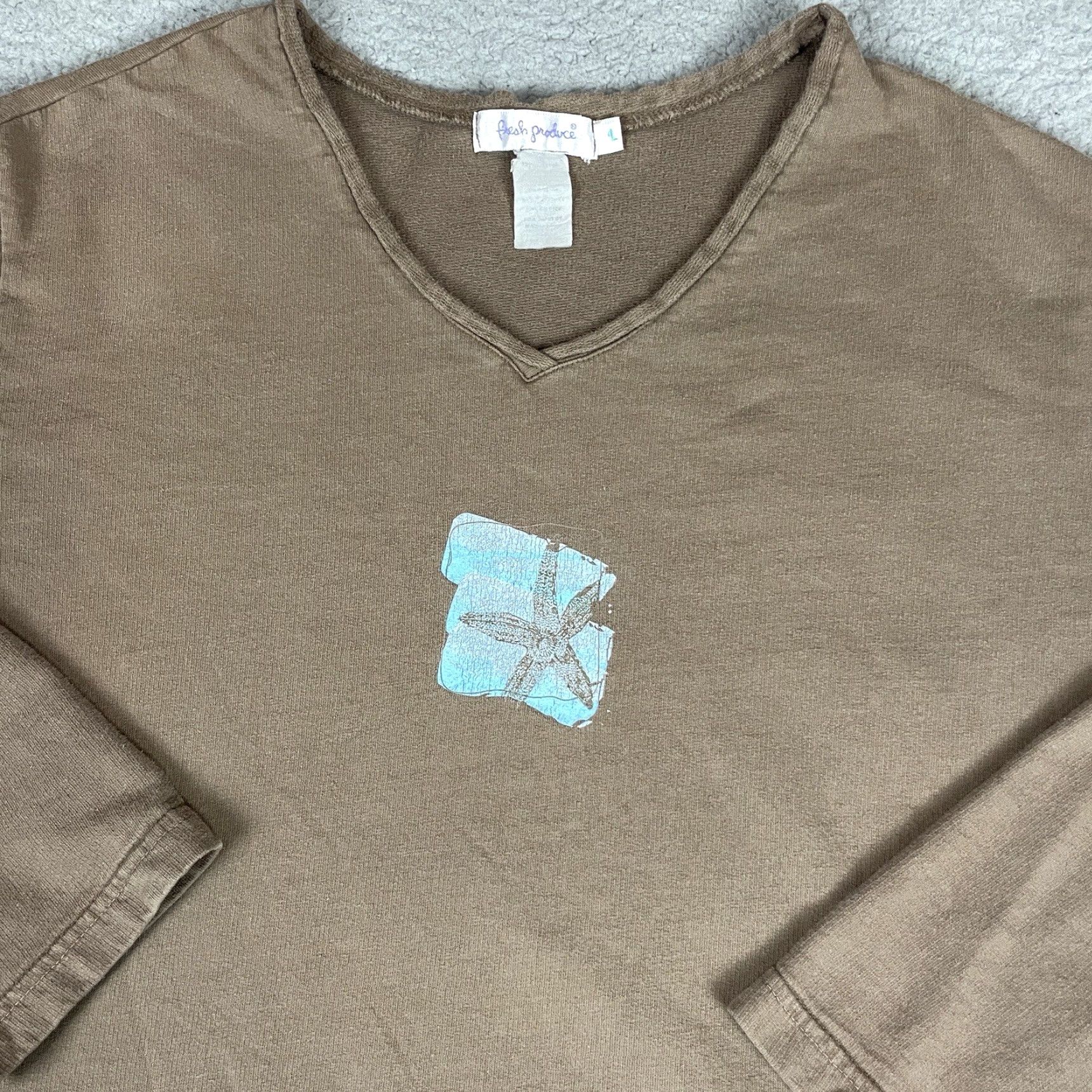 Logo 7 VINTAGE Fresh Produce Sweatshirt Women’s L Brown Starfish Logo Crew Neck Pullover Size L / US 10 / IT 46 - 2 Thumbnail