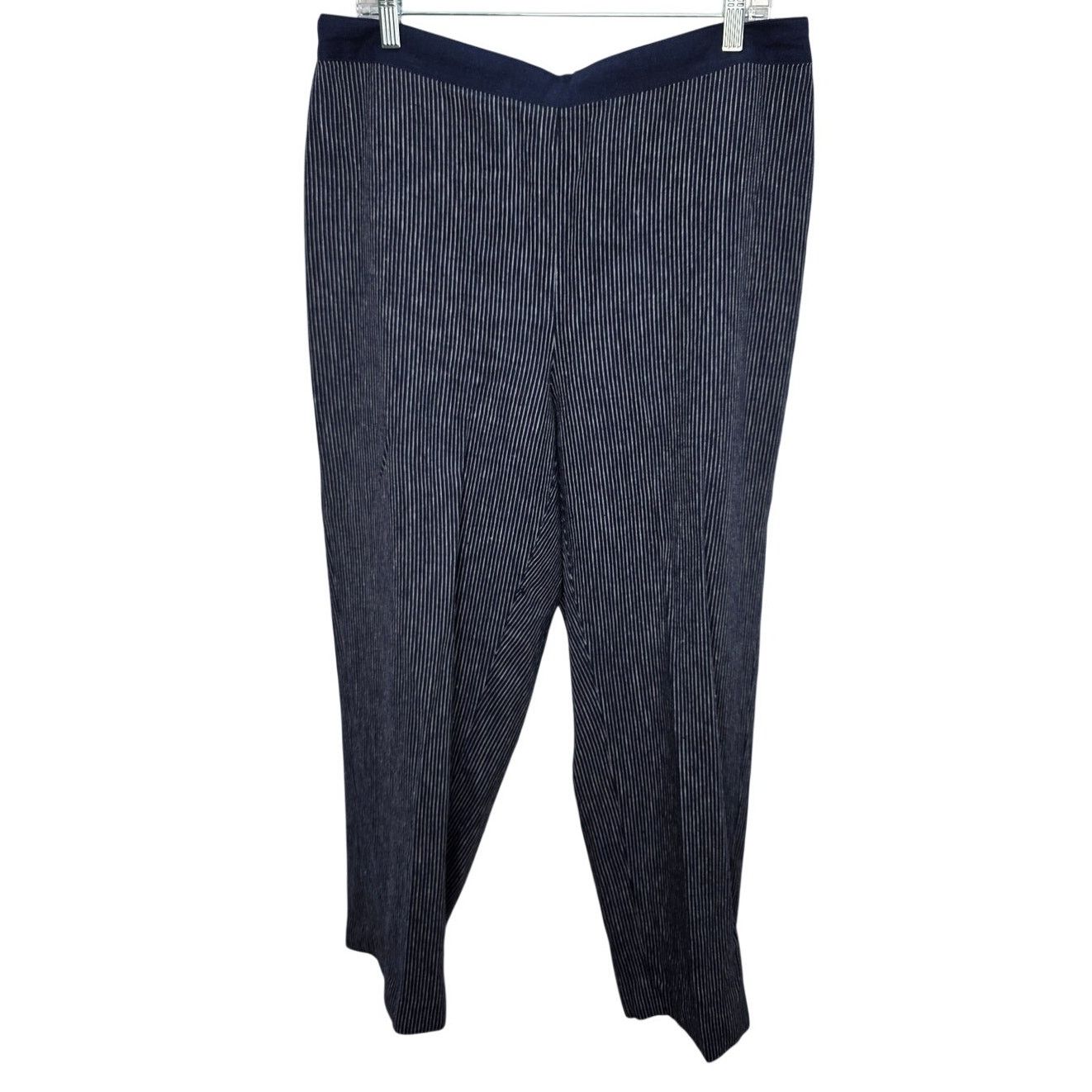 Other Chico's Linen Rayon Blend Pants Women's Large Blue Pinstripe Size 35" - 1 Thumbnail