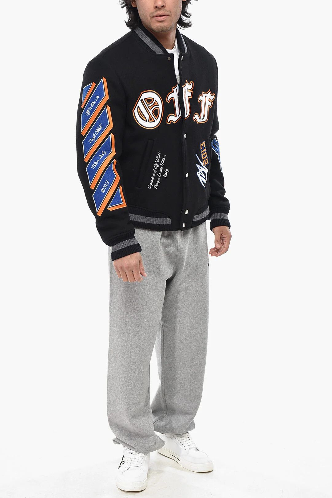 Off-White og1mm0426 Wool Cloth Bomber Jacket in Black Size US M / EU 48-50 / 2 - 4 Thumbnail