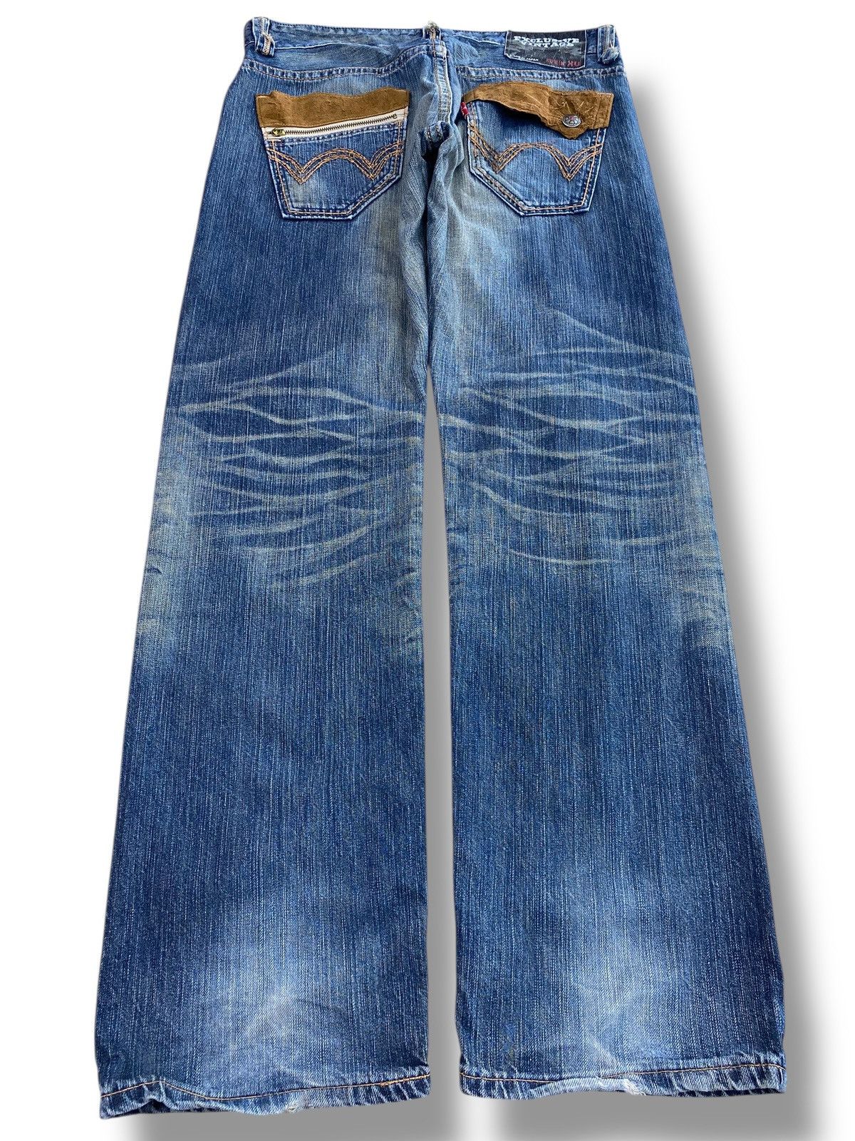Edwin Edwin Mud Wash Whiskered Distressed Style Straight Jeans Size US 35 - 3 Thumbnail