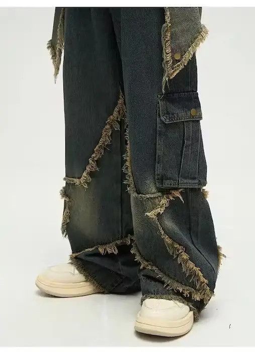 Japanese Brand × Jean Star Patch Hombre Distressed Baggy Jean Pant Size US 32 / EU 48 - 4 Thumbnail