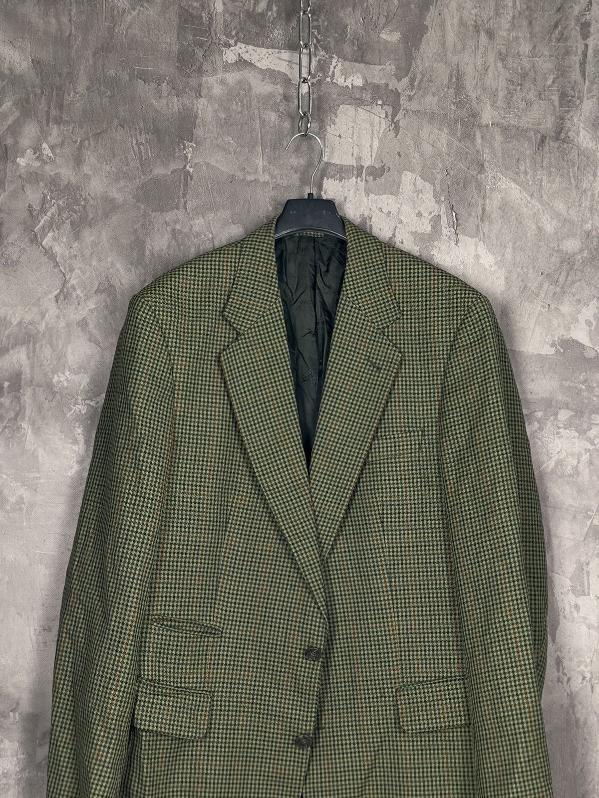 Burberry × Vintage Vintage Burberry Blue Check Wool Blazer Jacket Size 50R - 2 Thumbnail