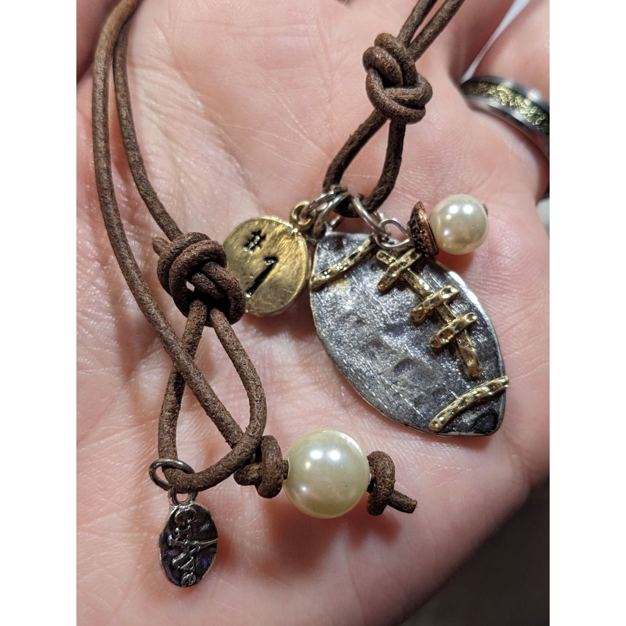 Other Crave Football Metallic Pendant Necklace With Charm Accents Size ONE SIZE - 5 Thumbnail