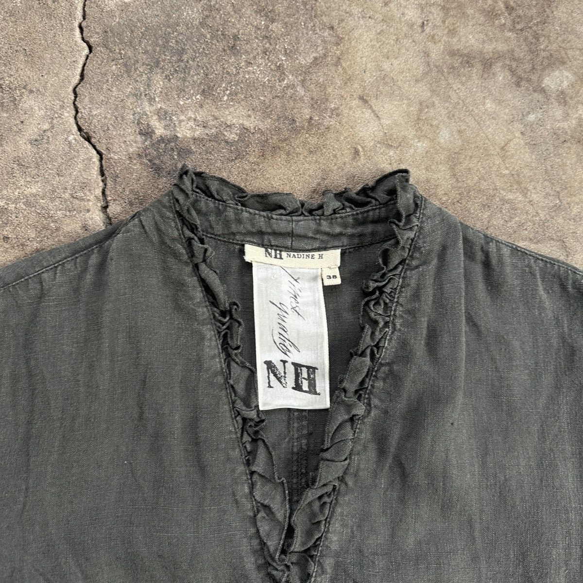 Vintage Nadine II Linen Gray Blouse Size XS / US 0-2 / IT 36-38 - 4 Thumbnail