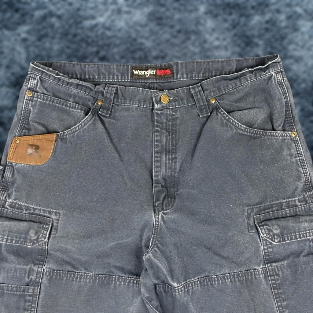 Wrangler Wrangler RIGGS Workwear Carpenter Pants Mens 38x34 Blue Cargo Pocket Straight Relaxed Belt Loops Size US 38 / EU 54 - 1 Thumbnail