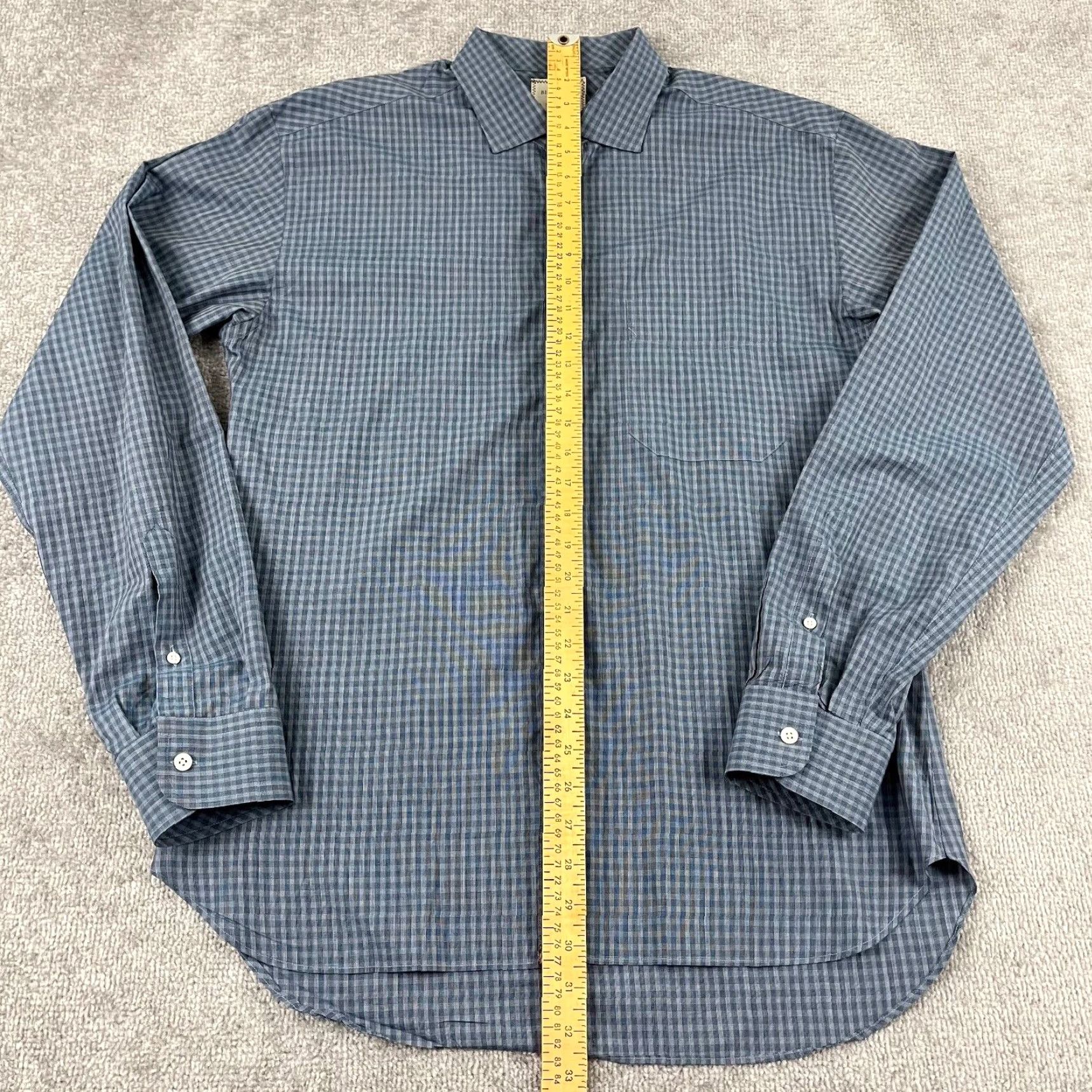 Billy Reid Billy Reid Shirt Mens Large Blue Gray Check Button-Up Long Sleeve Cotton Size US L / EU 52-54 / 3 - 3 Thumbnail