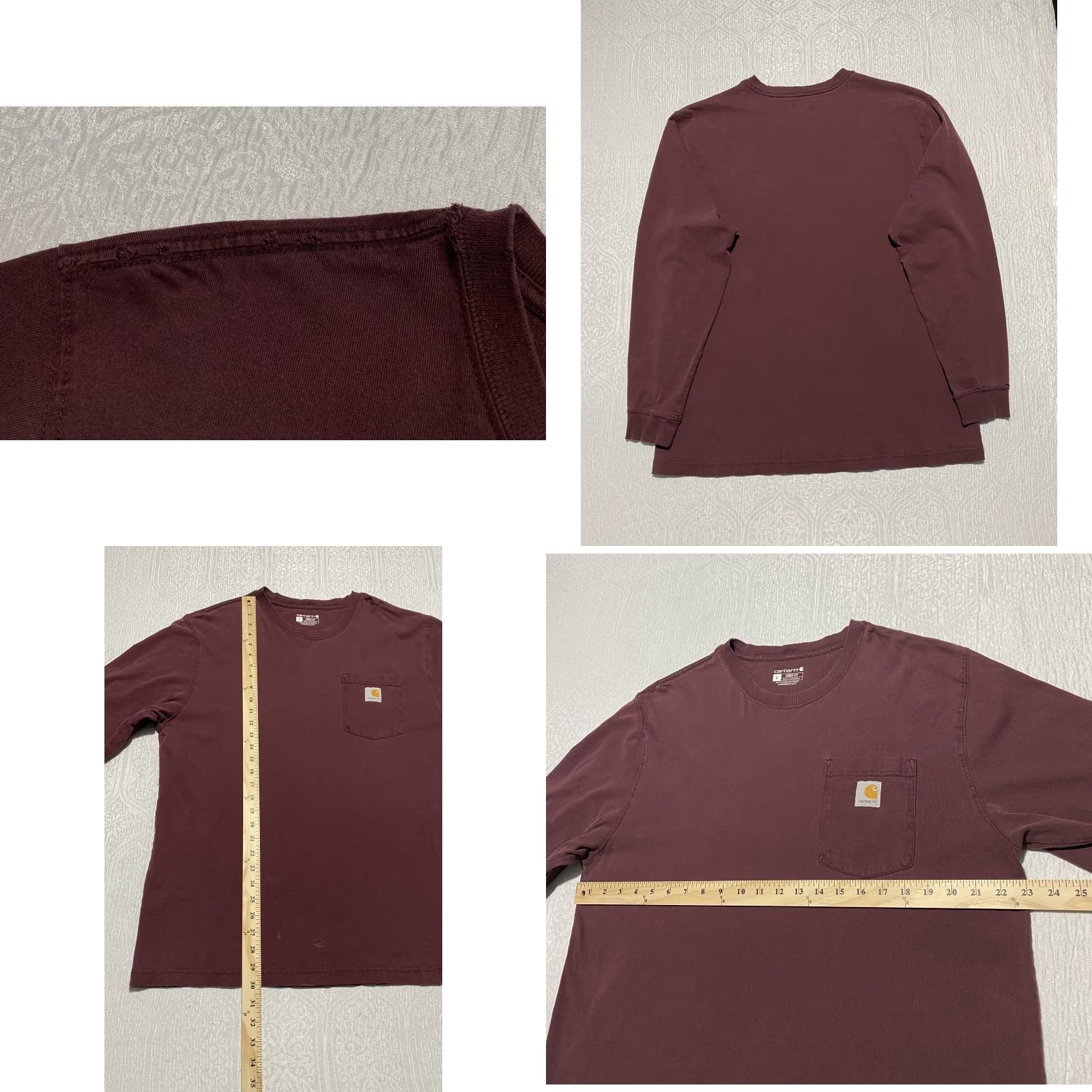 Carhartt Carhartt Shirt Mens Large Maroon Long Sleeve Pocket Workwear Loose Fit K126 PRT Size US L / EU 52-54 / 3 - 8 Thumbnail