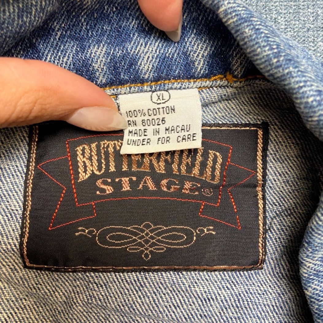 Denime Butterfield Stage Trucker Jacket Women XL Blue Denim Cotton Button Front Pockets Size XL / US 12-14 / IT 48-50 - 5 Thumbnail
