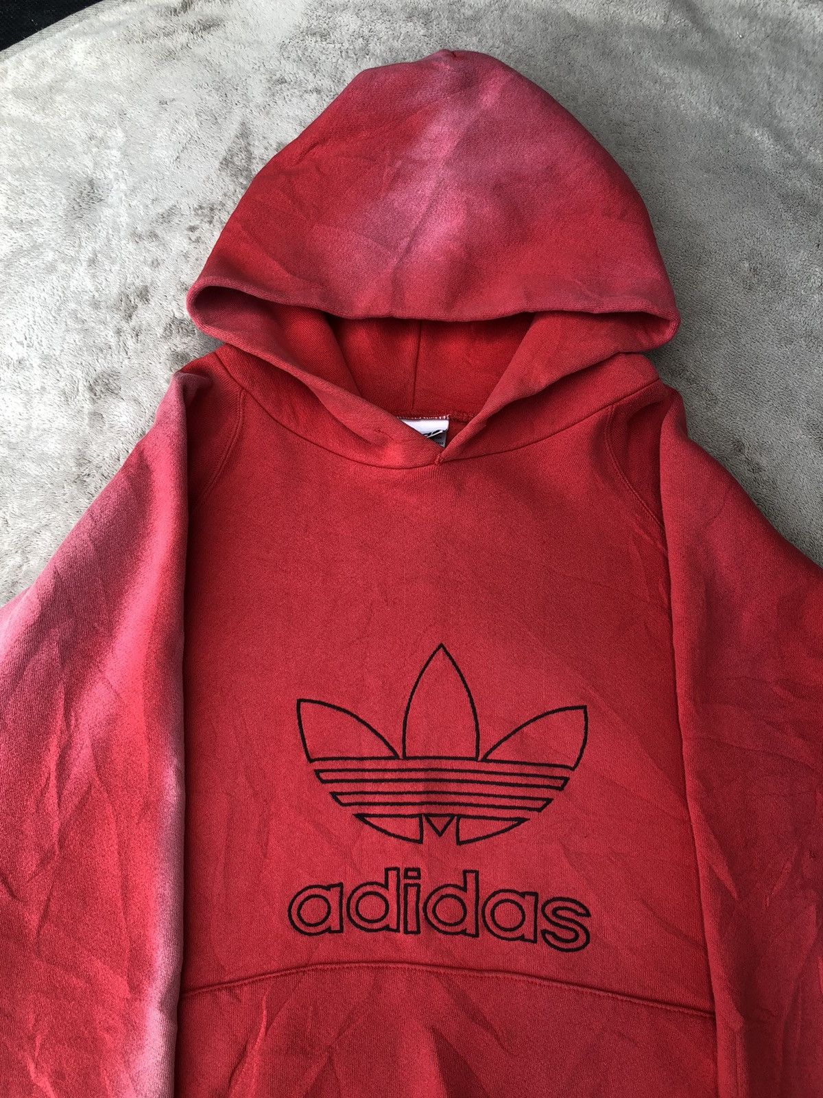 Vintage Vintage 80s Adidas Big Logo Distressed Hoodie Size US XL / EU 56 / 4 - 3 Thumbnail