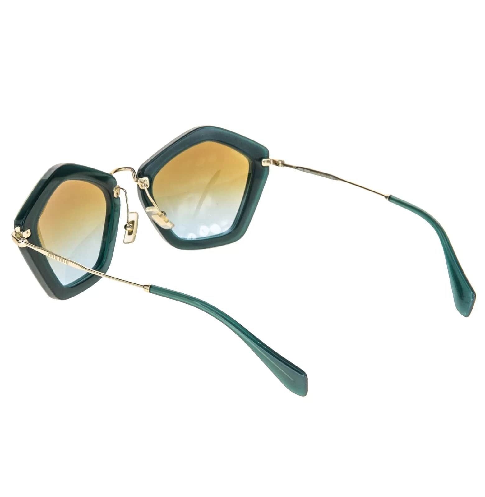 Miu Miu MIU MIU CULTE 06O Turquoise Green Suede Sunglasses MU06OS Size ONE SIZE - 6 Thumbnail