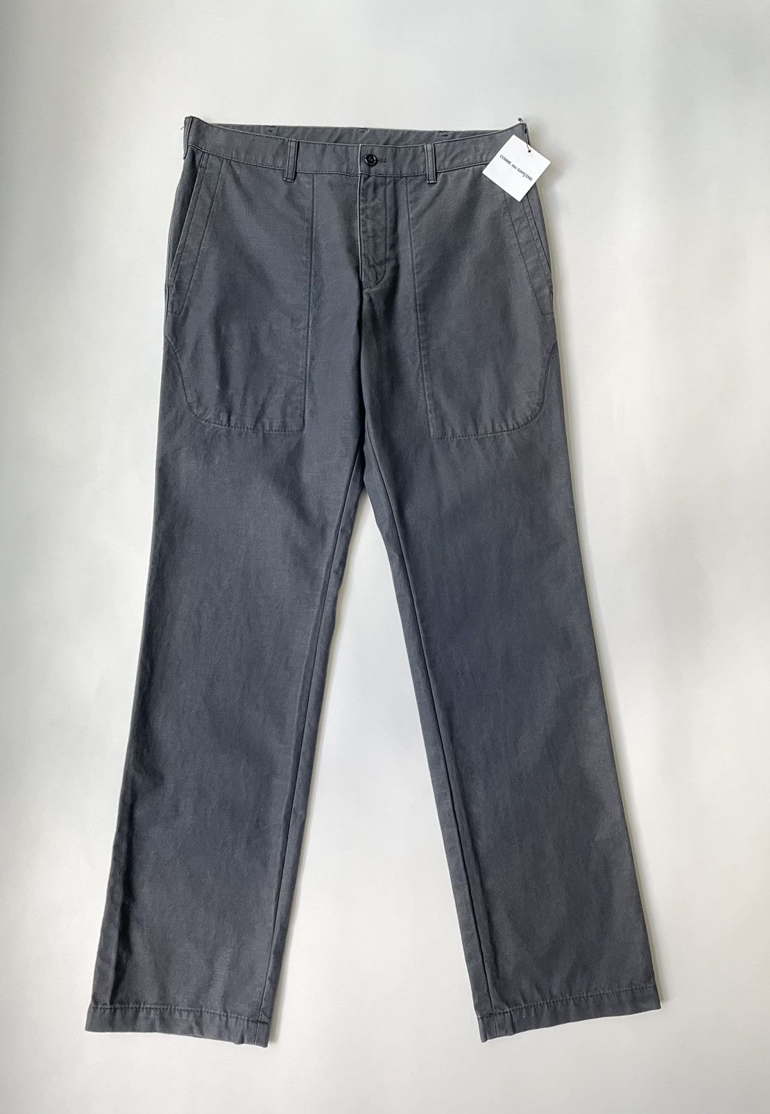 Comme des Garcons Homme A/W 09 Washed Gray Cotton Cargo Trousers Size US 32 / EU 48 - 2 Thumbnail