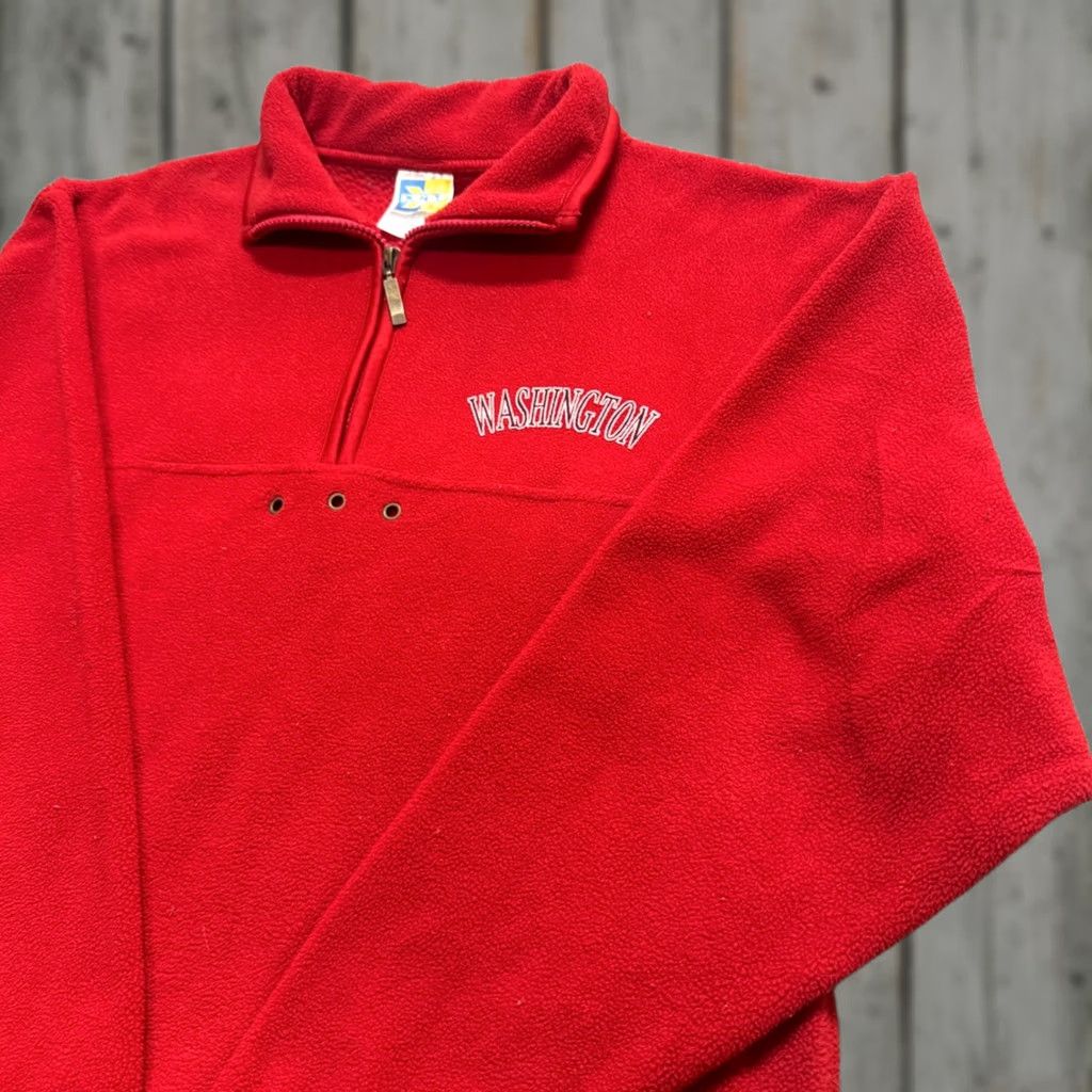 Vintage VINTAGE Washington Embroidery 1/4 Zip Sweatshirt Mens M Red Cotton Fleece Holes Y2K Distressed Footwear? Size US M / EU 48-50 / 2 - 1 Thumbnail
