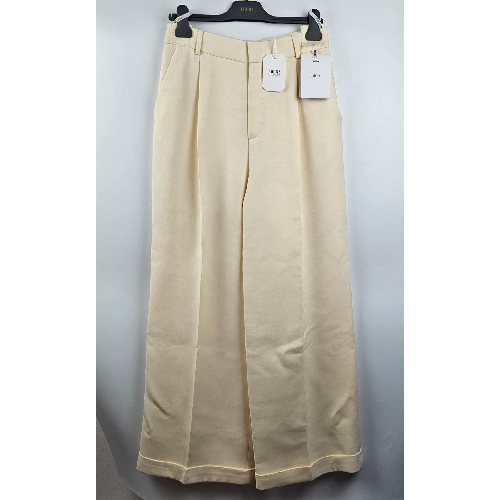 DIOR $2600 Ecru Wool/Silk Flared Pants New & Authentic (Wome