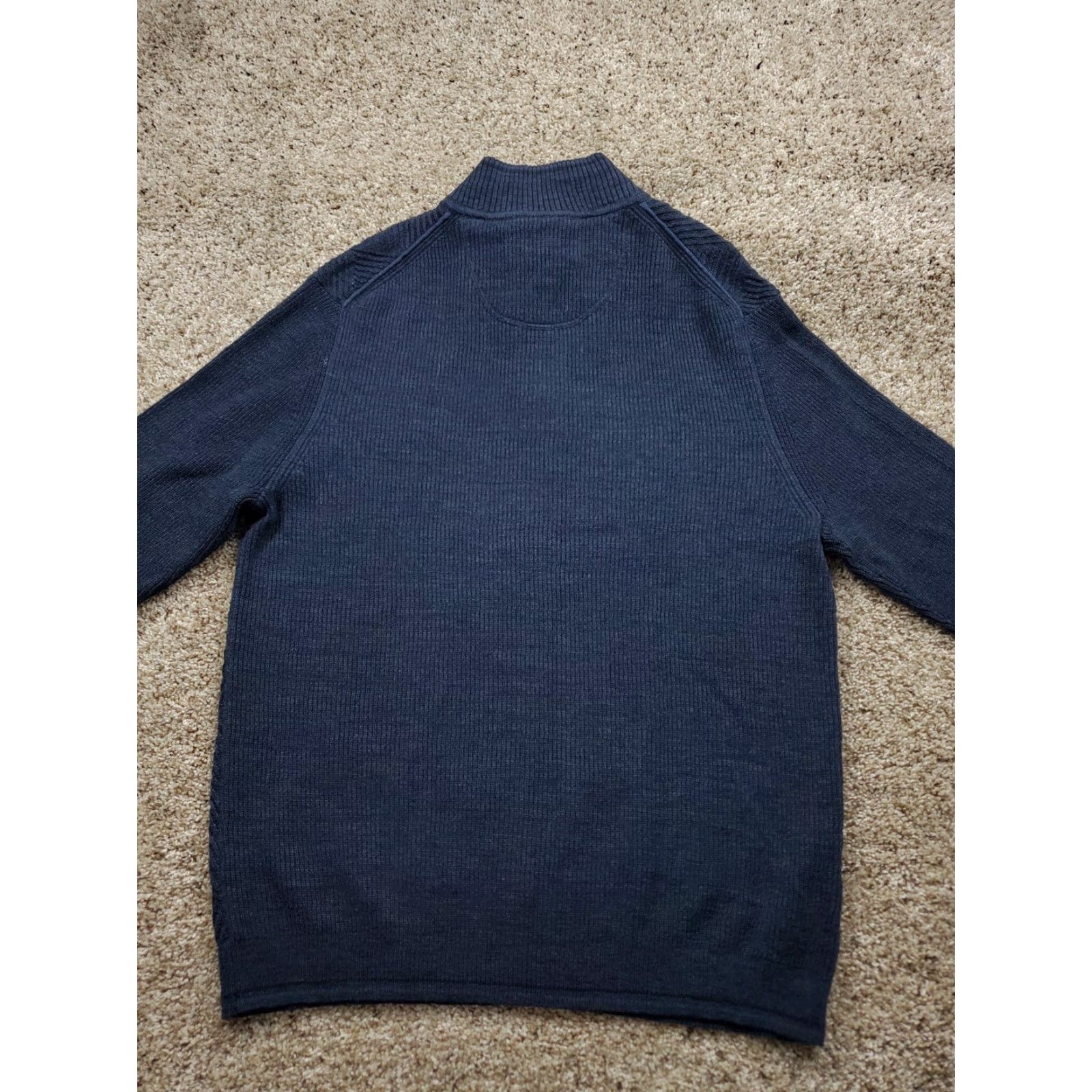 Tommy Bahama Tommy Bahama Sweater Mens Large Navy Blue Quarter Zip Pullover Diamond Knit 100% Pima Cotton Lightweight Classic Preppy Knit - Mens? Size US L / EU 52-54 / 3 - 6 Thumbnail