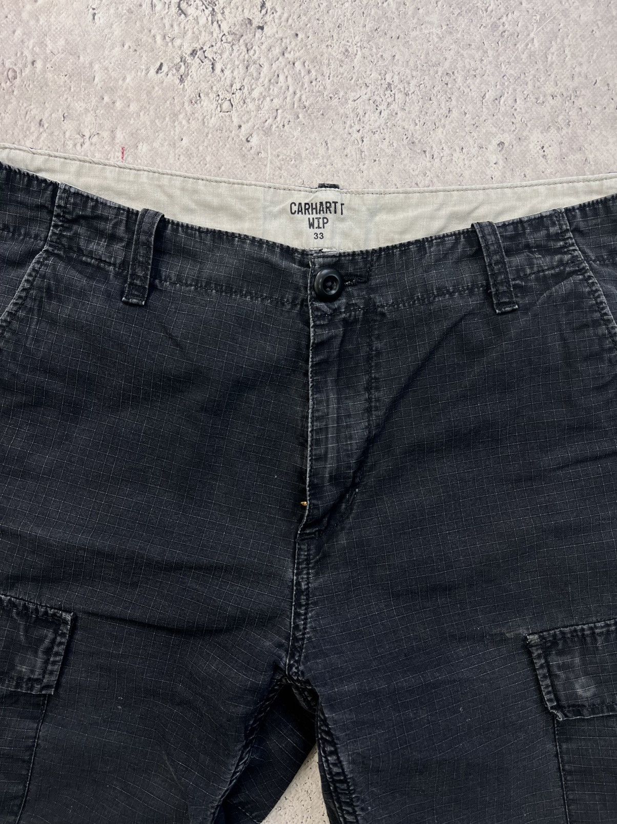 Carhartt Y2K washed cargo regular Carhartt black wash pants shorts Size US 33 - 3 Thumbnail