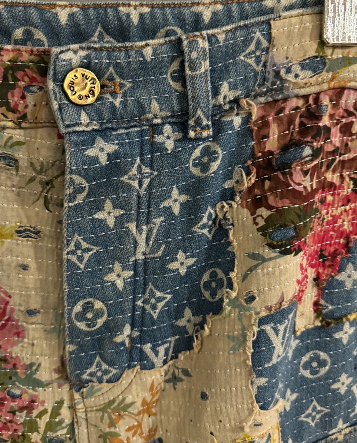 Louis Vuitton Floral destruction boro jeans Size US 31 - 3 Thumbnail