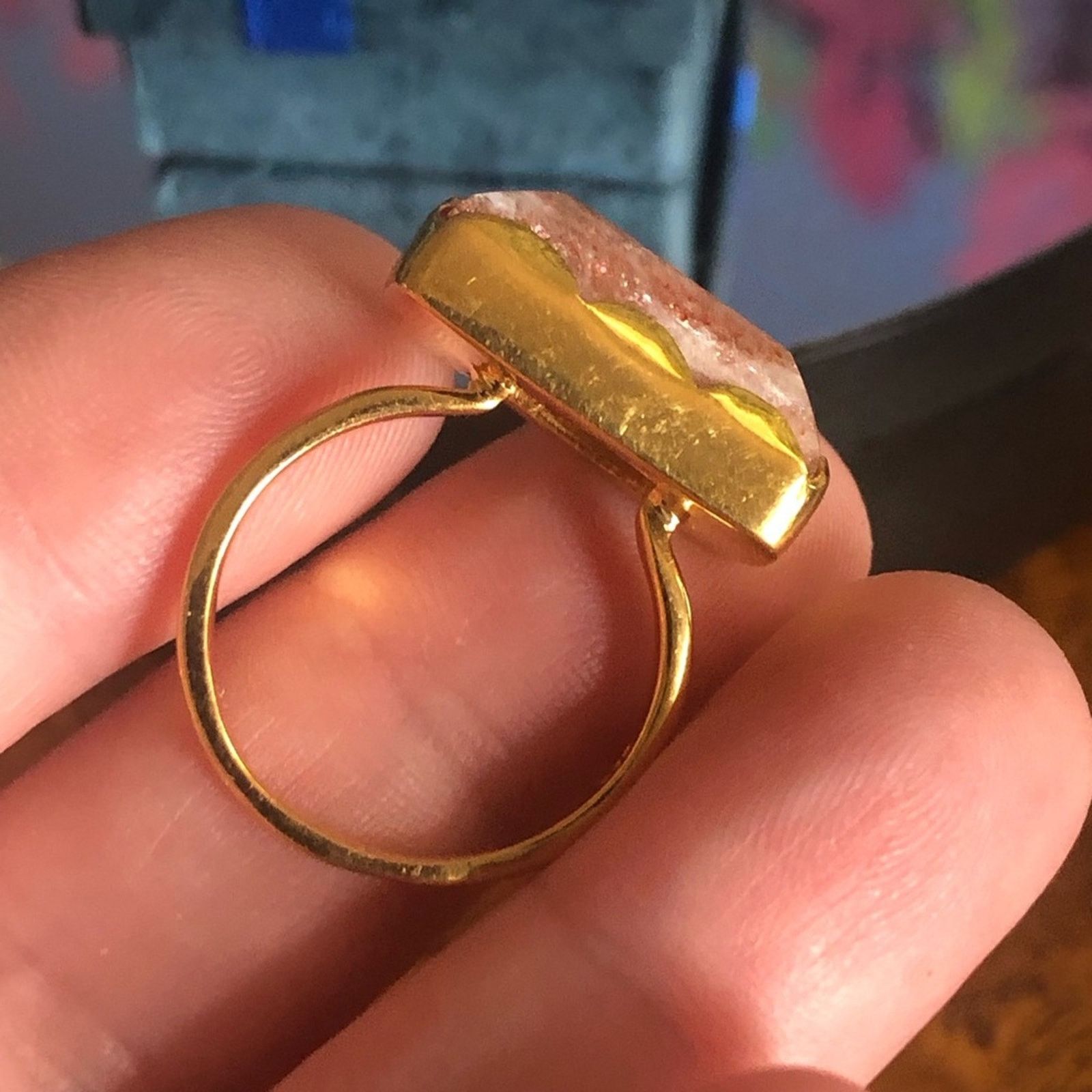 Jewelry Handcrafted 18kt 925 vermeil strawberry quartz ring 8.5 Size ONE SIZE - 7 Thumbnail