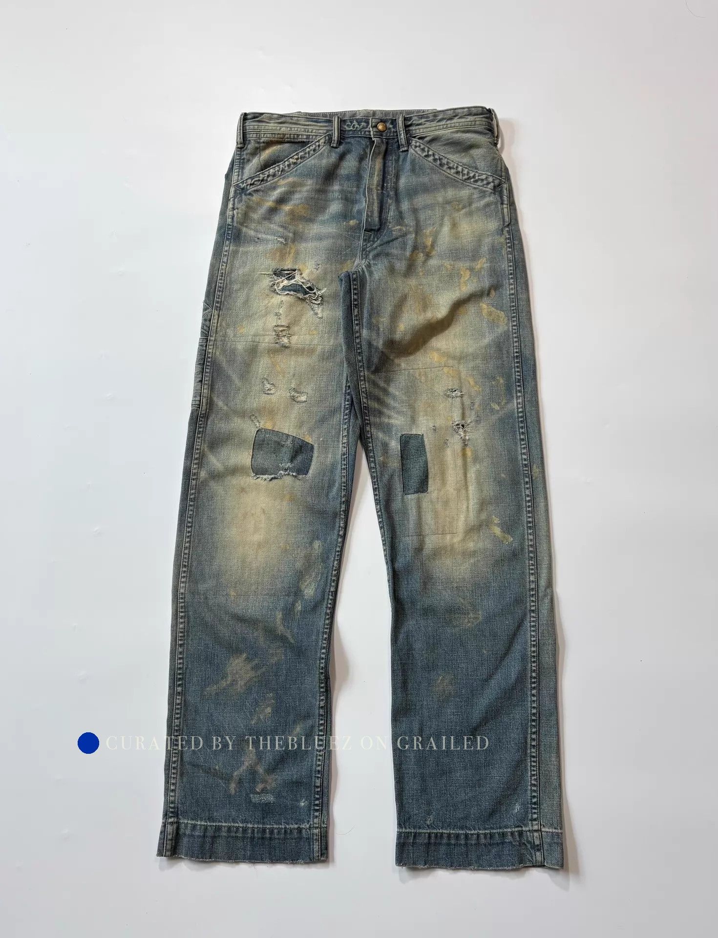 RRL Ralph Lauren Distressed Blue Utility Jeans Size US 30 / EU 46 - 1 Thumbnail