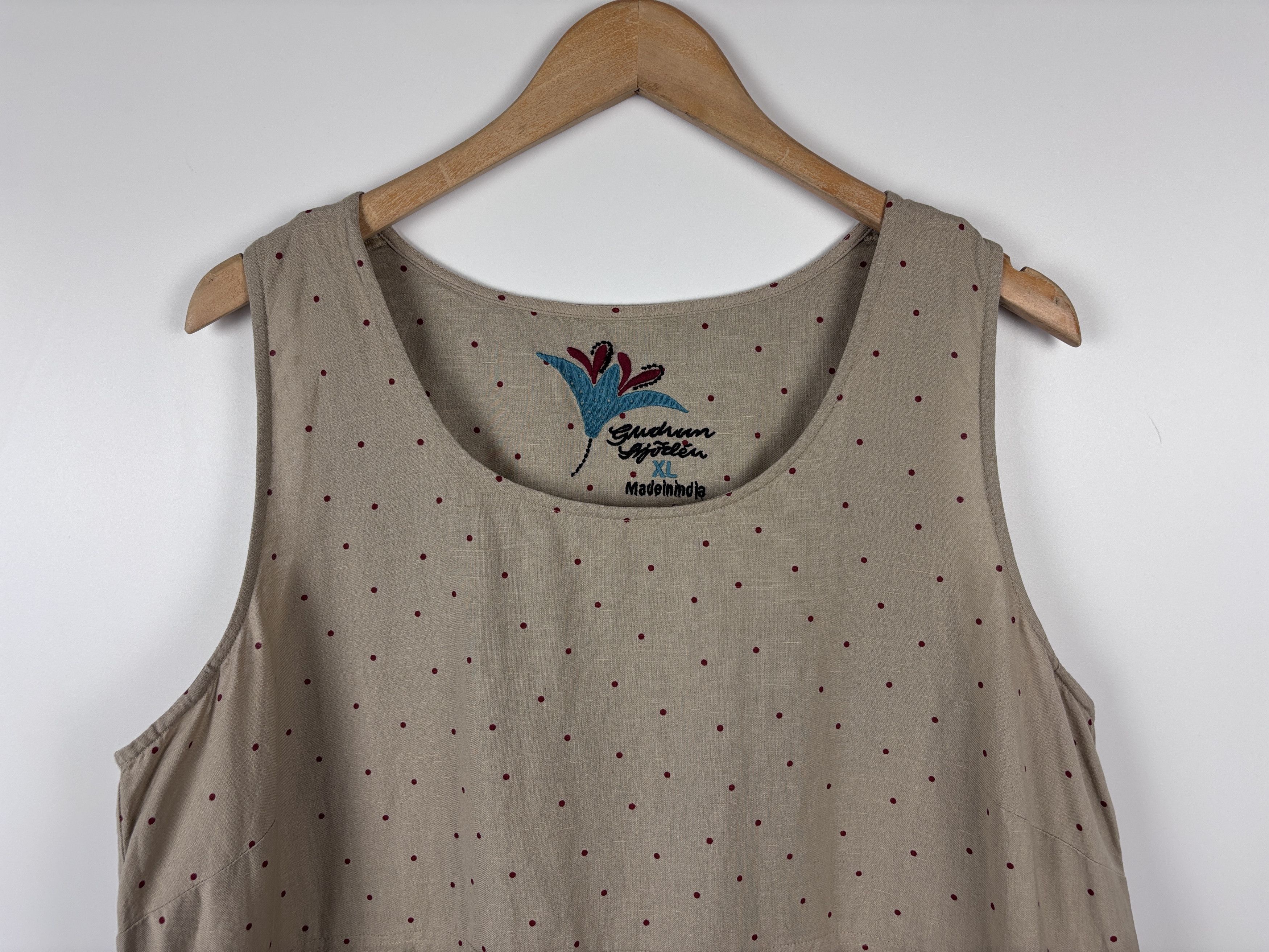 Gudrun Sjoden Gudrun Sjoden Polka Dot Linen Tunic Dress Beige Size XL Size XL / US 12-14 / IT 48-50 - 2 Thumbnail