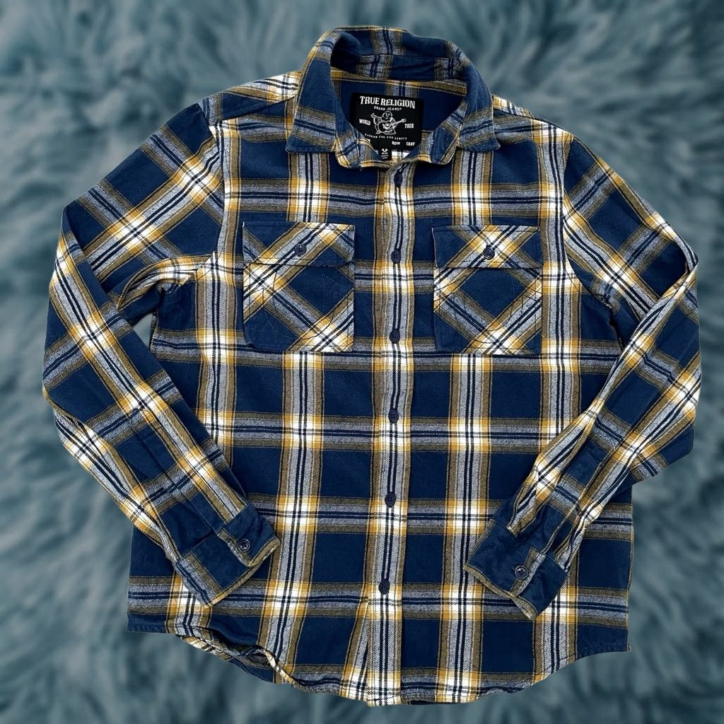 True Religion True Religion Shacket Adult Medium Plaid Flannel Button Up Workwear Logo Mens M Size US M / EU 48-50 / 2 - 1 Thumbnail