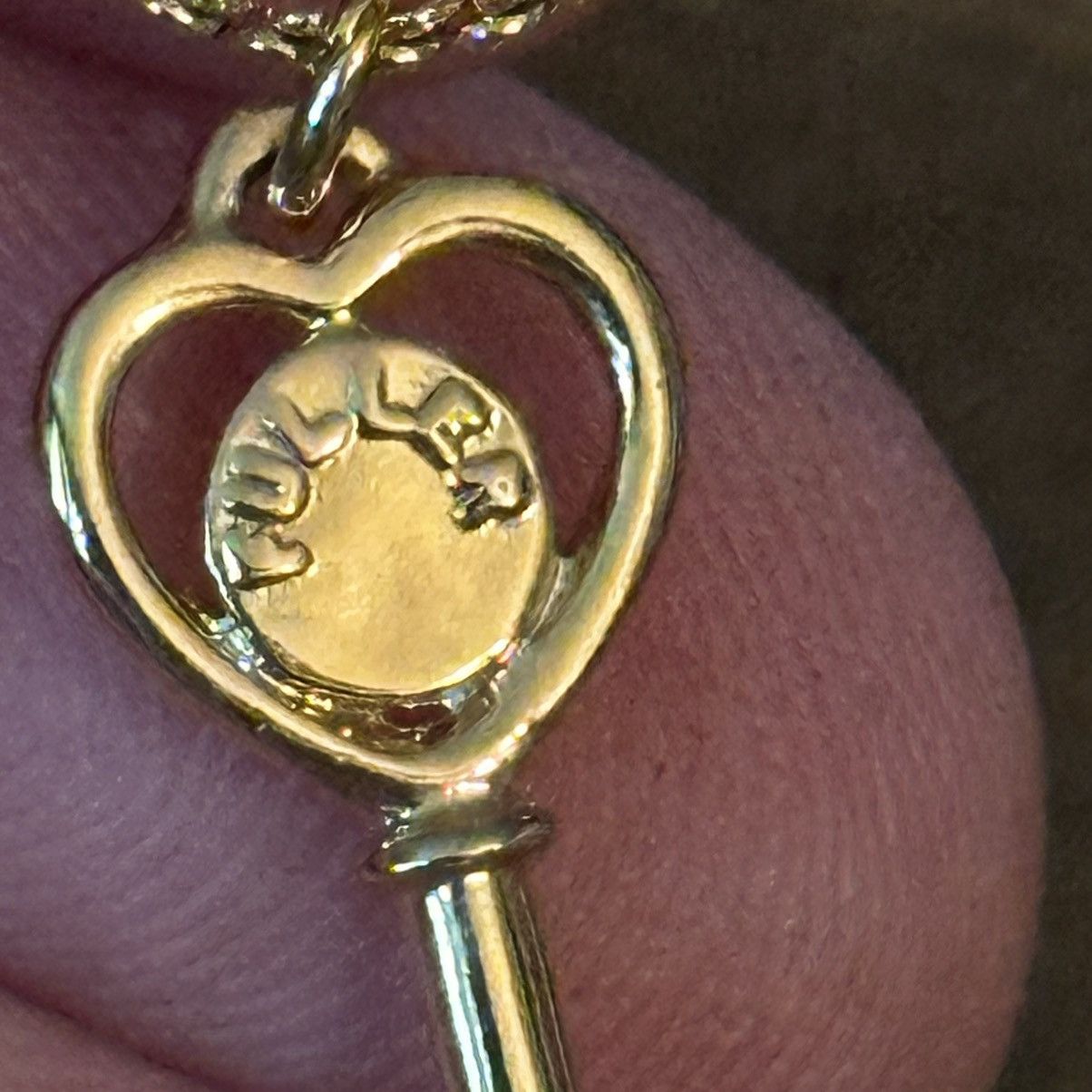 Vintage Vintage gold tone skeleton heart key pendant necklace Size ONE SIZE - 5 Thumbnail