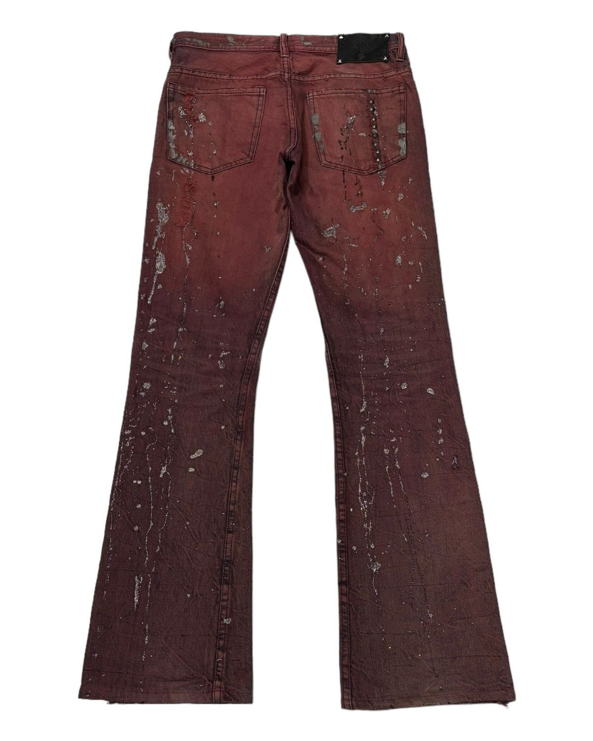 Issey Miyake × Japanese Brand ISSEY MIYAKE PAINTER SPLASH FLARED DENIM JEANS LOW RISE Size US 29 - 3 Thumbnail