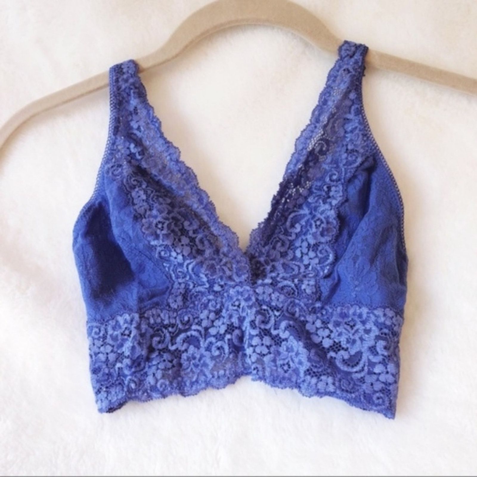 Other Soma Light Blue Plunge Lace Bralette Size ONE SIZE - 4 Thumbnail