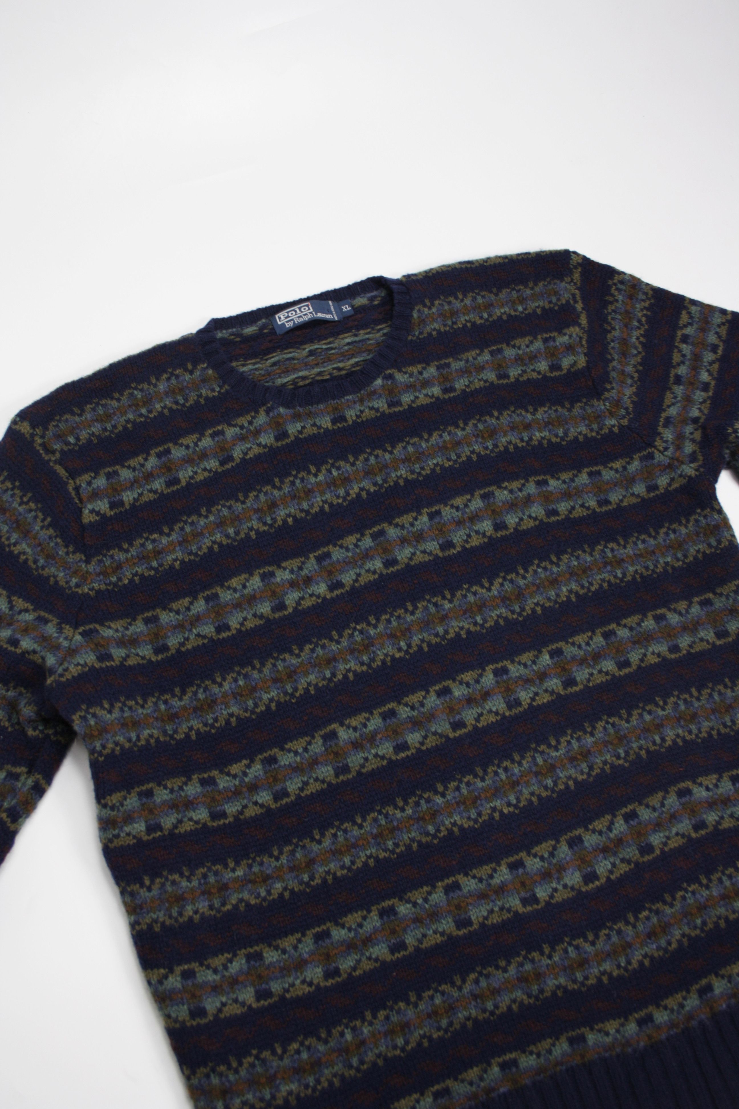 Polo Ralph Lauren × Vintage POLO 90s Vintage Fair Isle Lambswool Knitted Sweater Size US XL / EU 56 / 4 - 3 Thumbnail