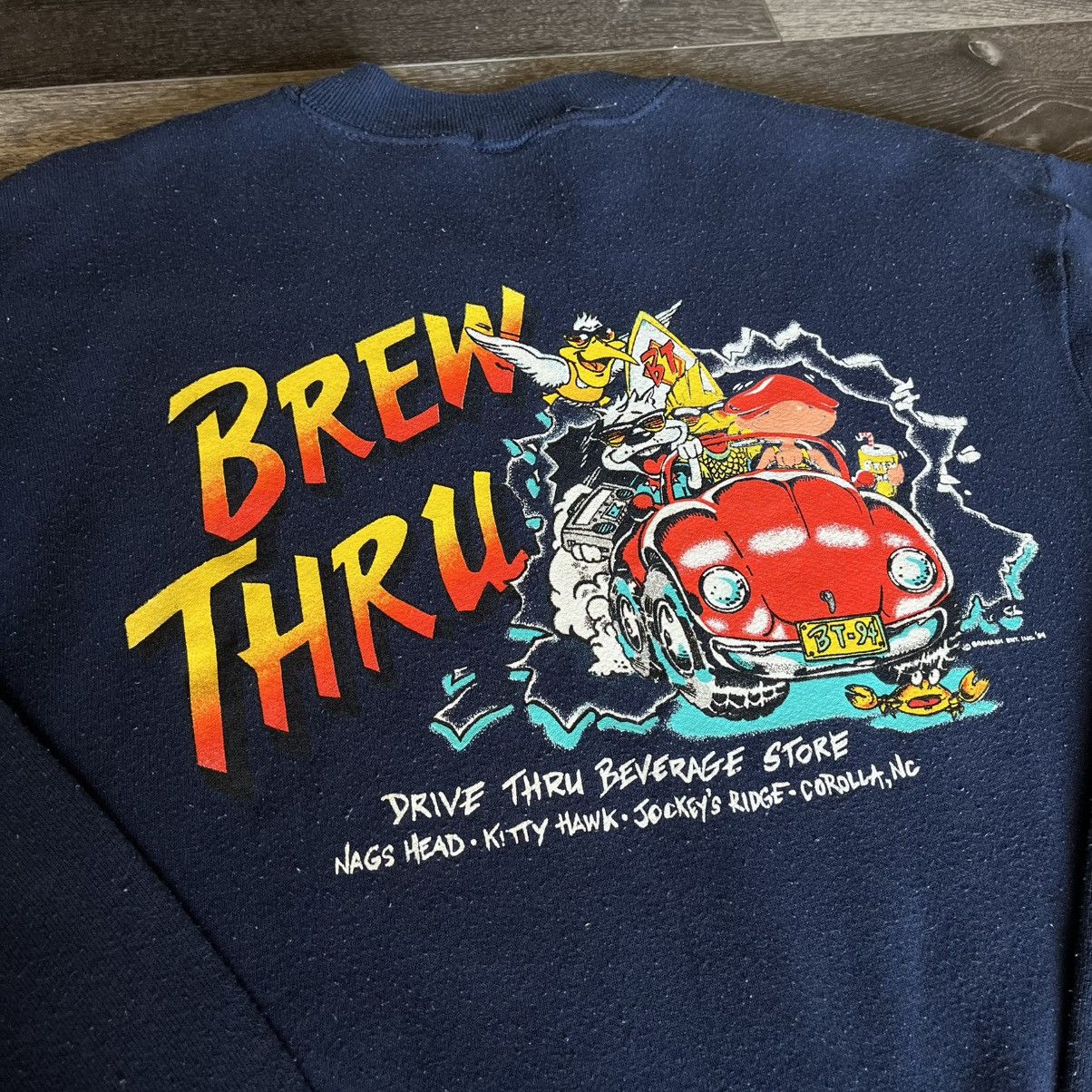 Band Tees × Vintage Vintage 1990s Brew Thru Outer Banks NC Crewneck Sweatshirt Size US M / EU 48-50 / 2 - 8 Thumbnail