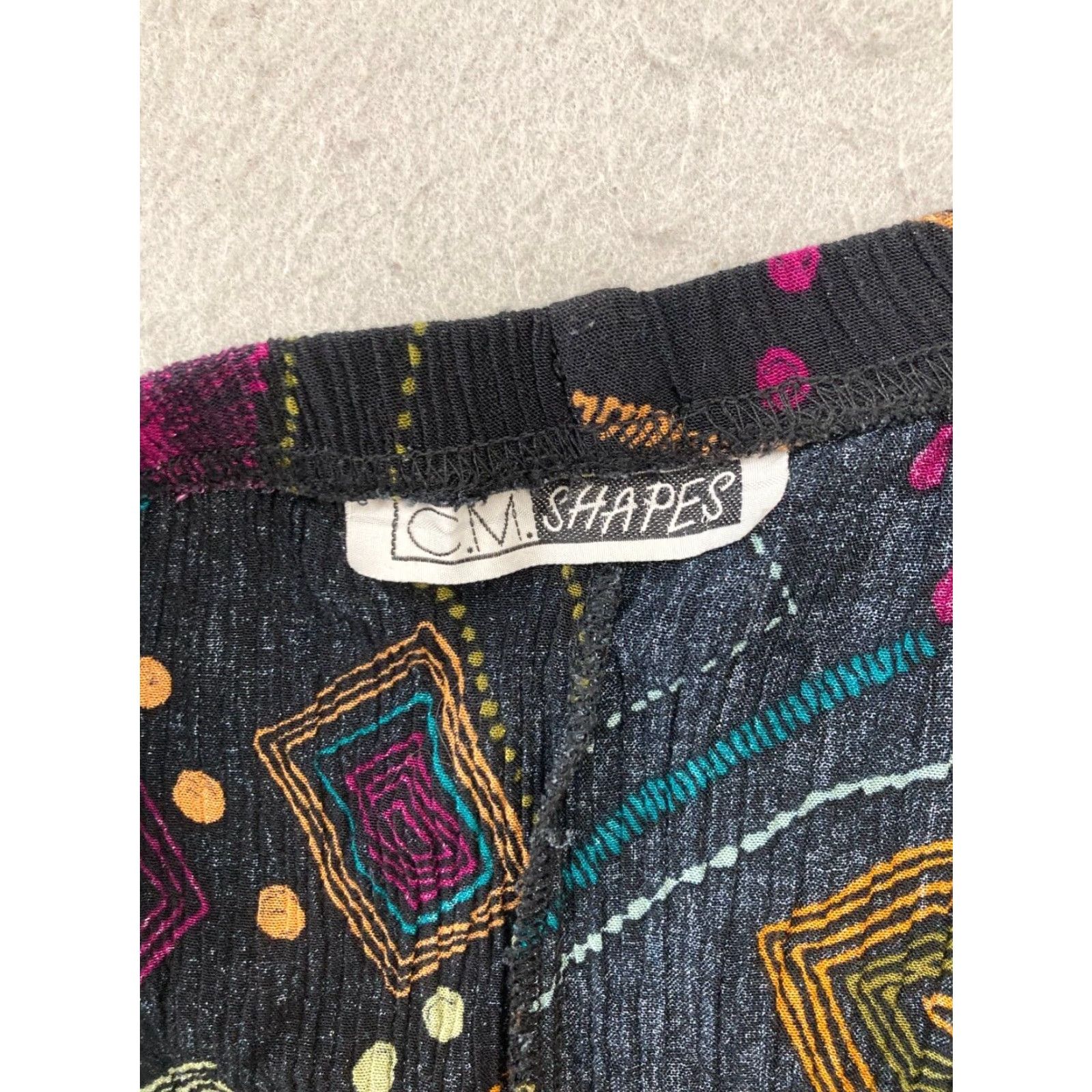 Vintage VINTAGE CM Shapes Women's Maxi Skirt Large Black Geometric Bohemian 80s 90s All Seasons Size 36" / US 14 / IT 50 - 6 Thumbnail