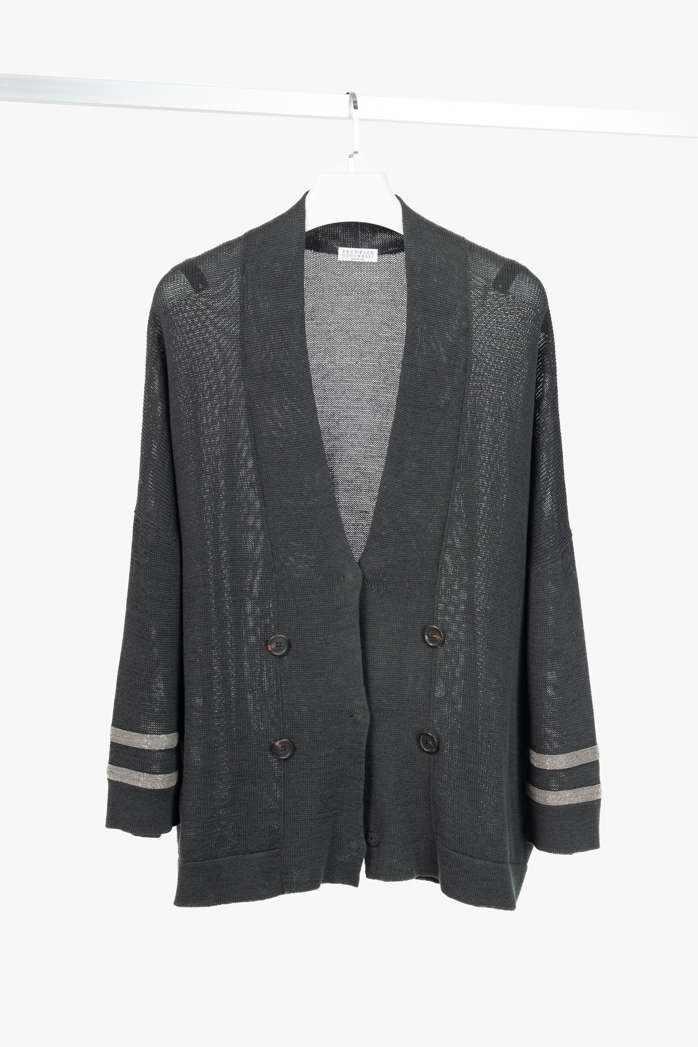 Brunello Cucinelli Brunello Cucinelli SS/16 Monili-Cuff Cotton-Knit Cardigan Size XXL / US 16-18 / IT 52-54 - 1 Thumbnail