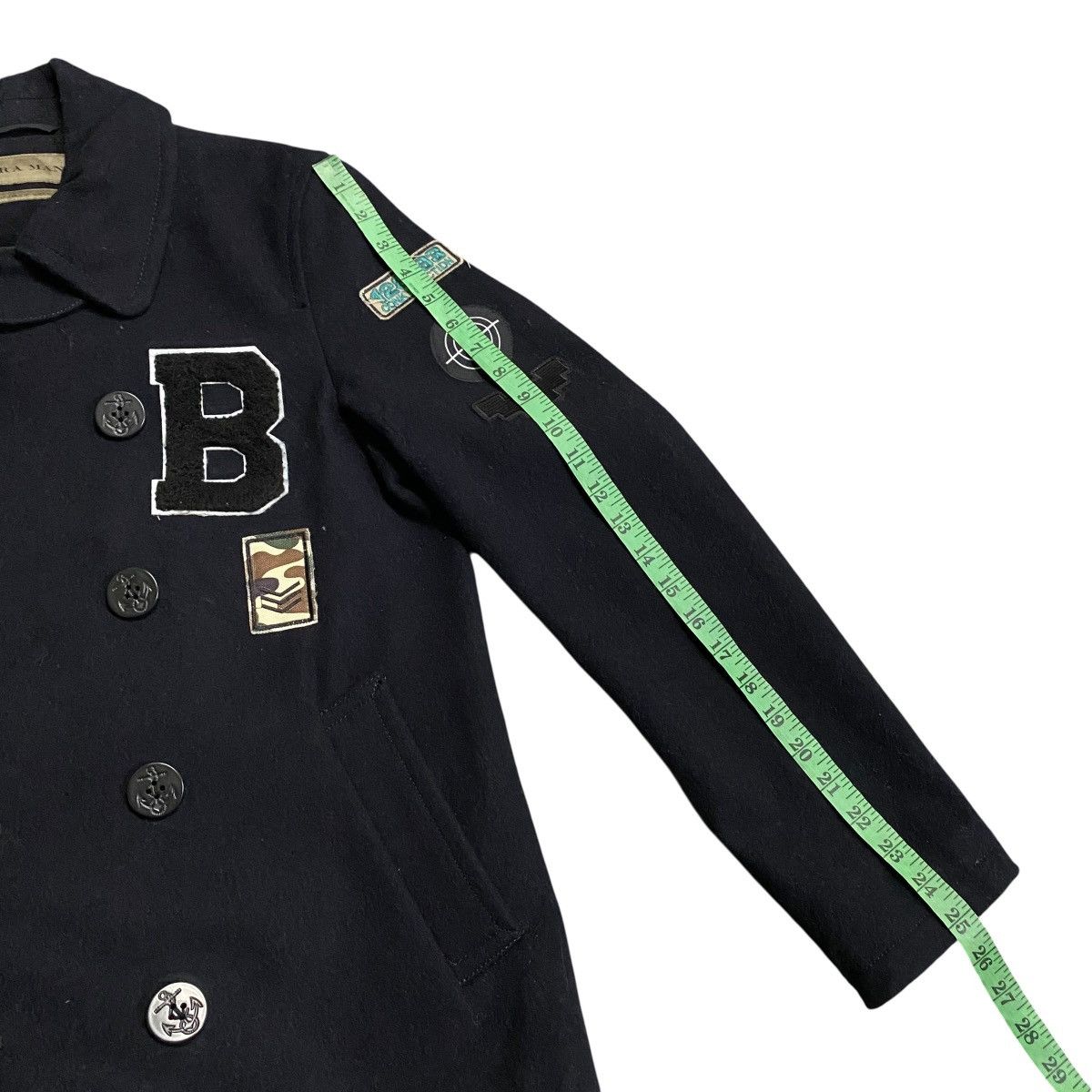 Other × Zara ZARA MAN Wool Heavy Peacoat With Patches S Size Size US S / EU 44-46 / 1 - 13 Thumbnail